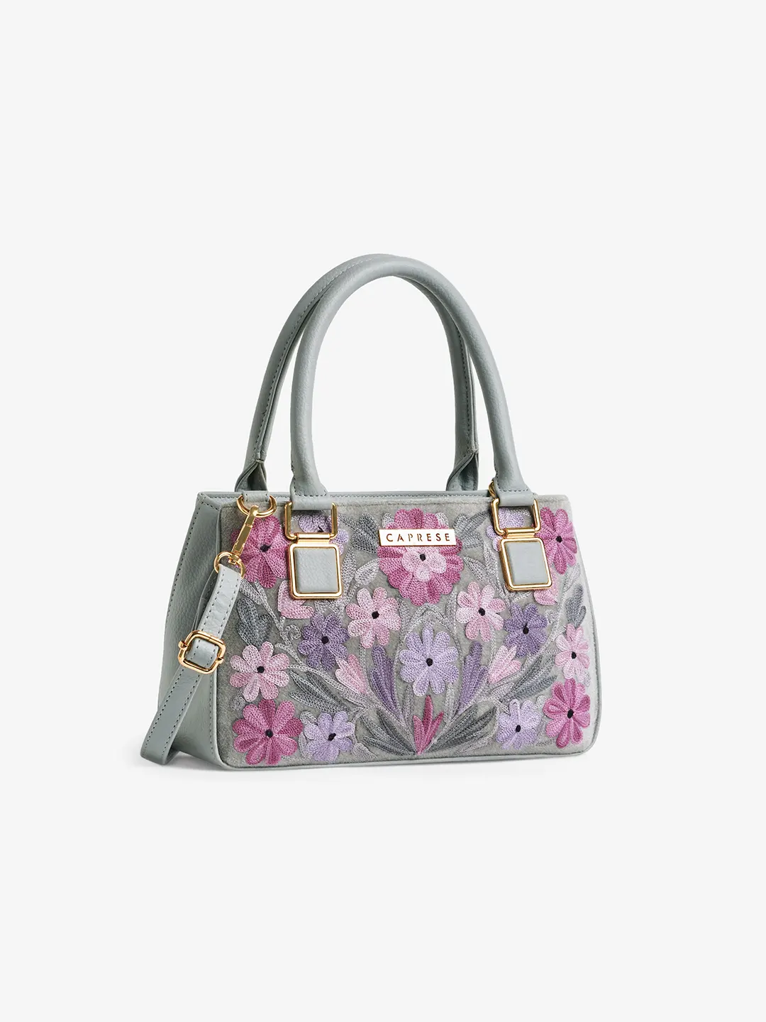 Caprese Siji Tresna Medium Grey Satchel Bag - Image 3