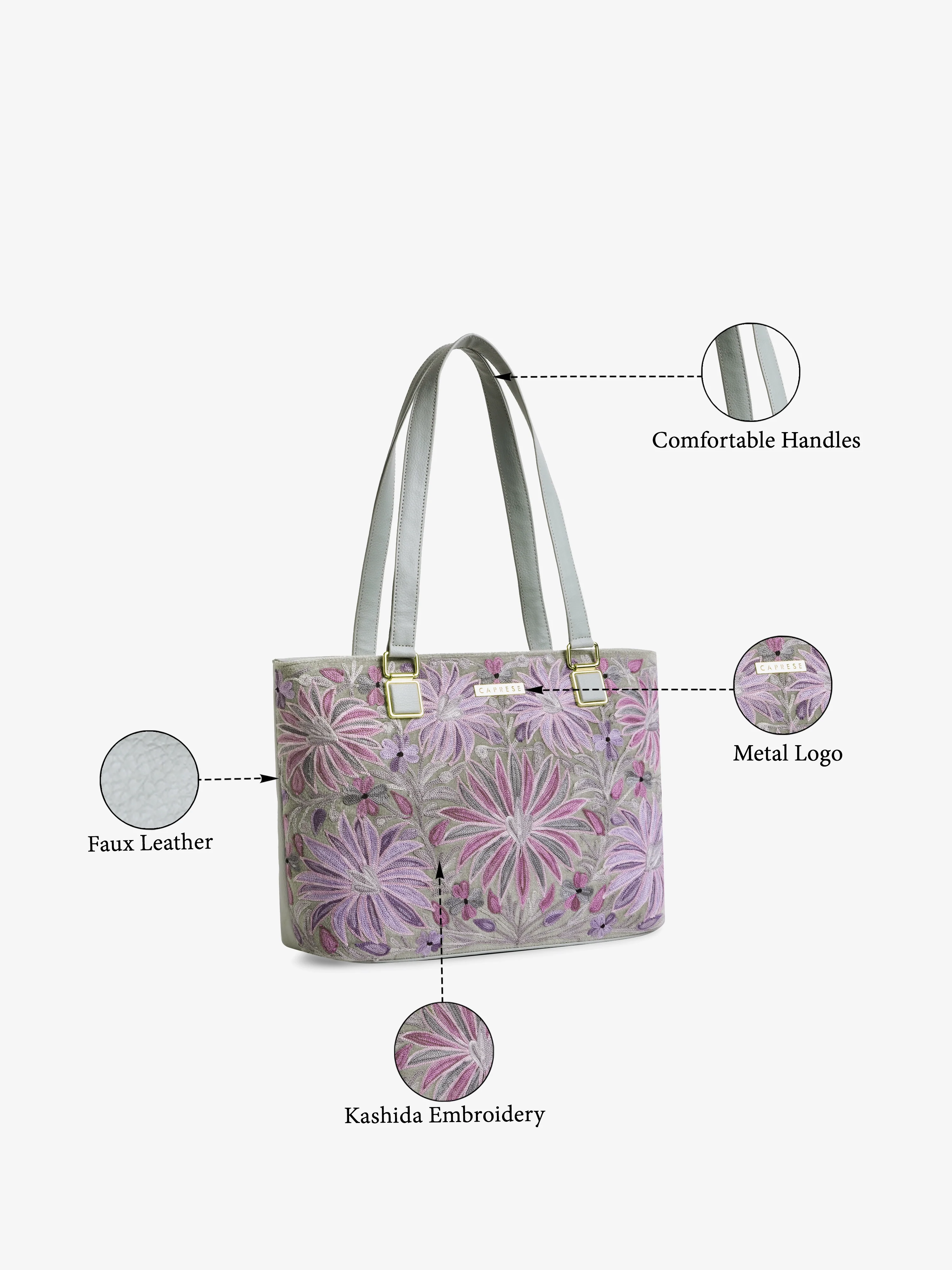 Caprese Siji Tresna Medium Grey Tote Bag - Image 9