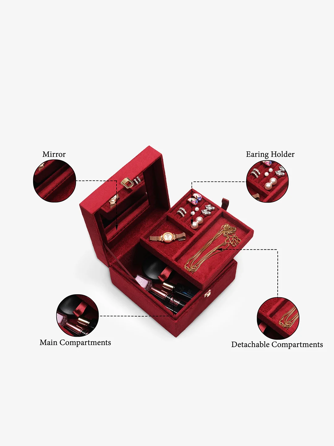 Caprese Siji Tresna Medium Red Vanity Box - Image 7