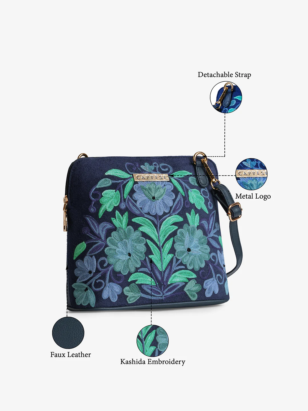 Caprese Siji Tresna Small Blue Crossbody Bag - Image 7