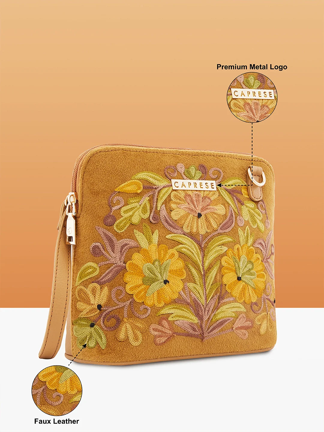 Caprese Siji Tresna Small Brown Crossbody Bag - Image 7