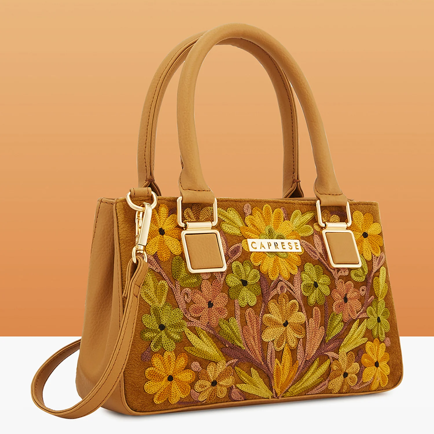 Caprese Siji Tresna Small Brown Satchel Bag - Image 3