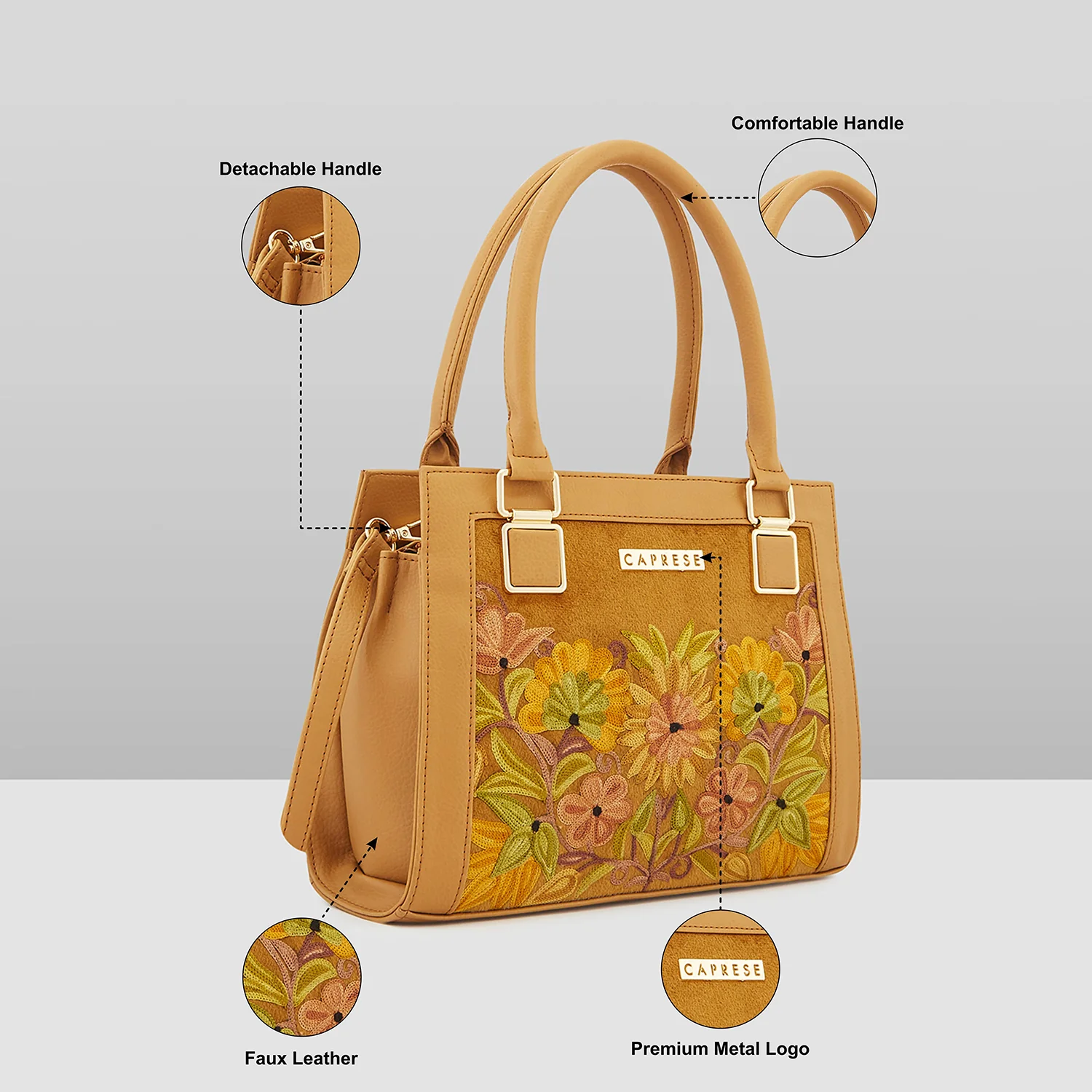 Caprese Siji Tresna Small Brown Tote Bag - Image 6