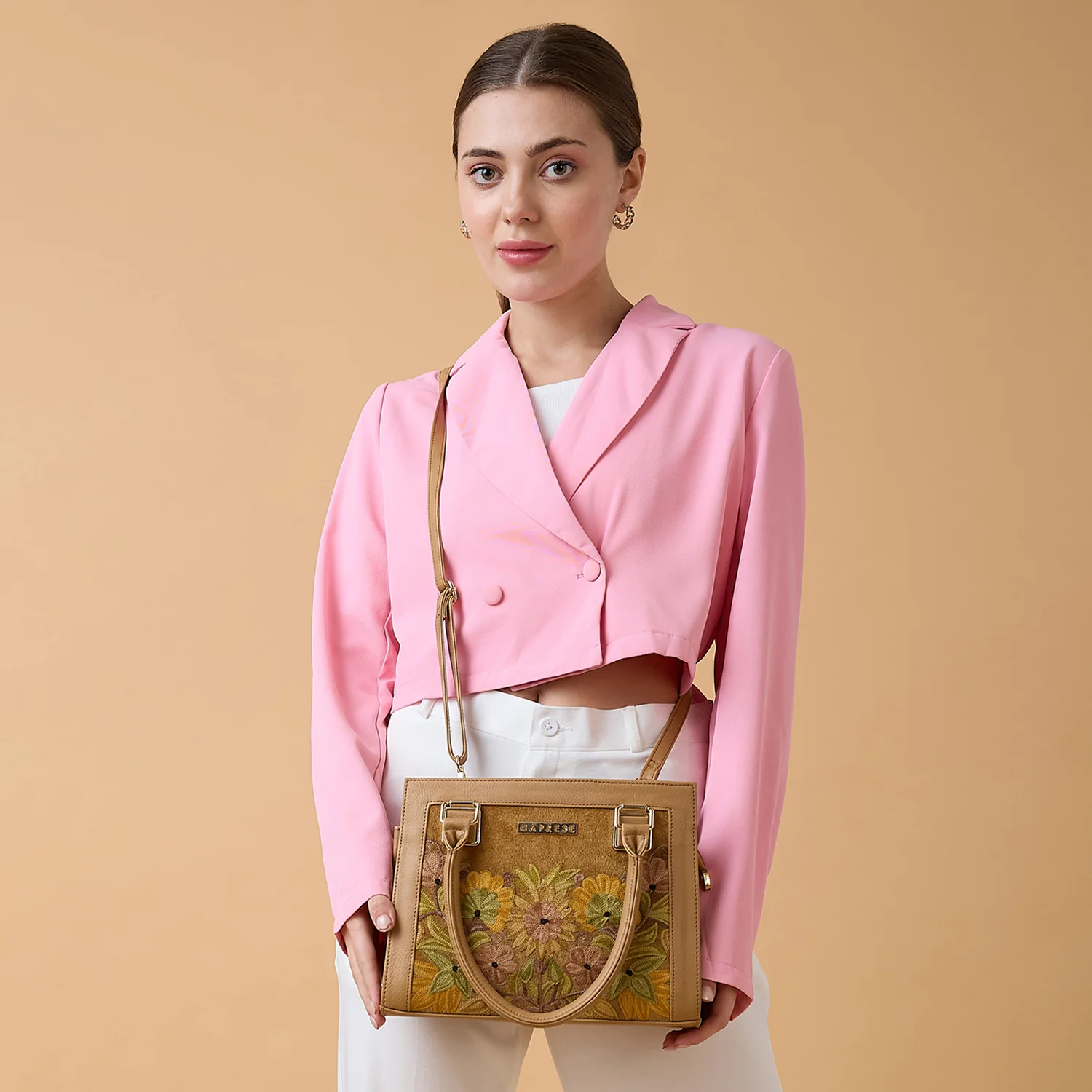 Caprese Siji Tresna Small Brown Tote Bag - Image 8
