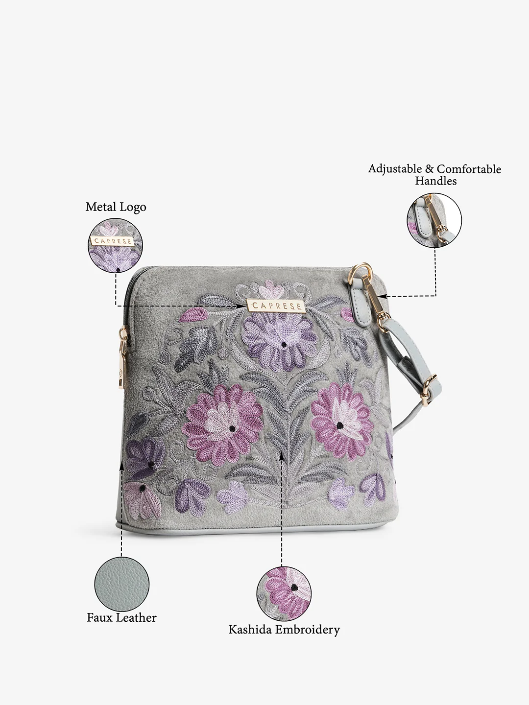 Caprese Siji Tresna Small Grey Crossbody Bag - Image 7