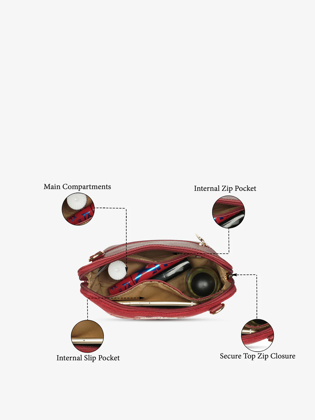 Caprese Siji Tresna Small Red Crossbody Bag - Image 7