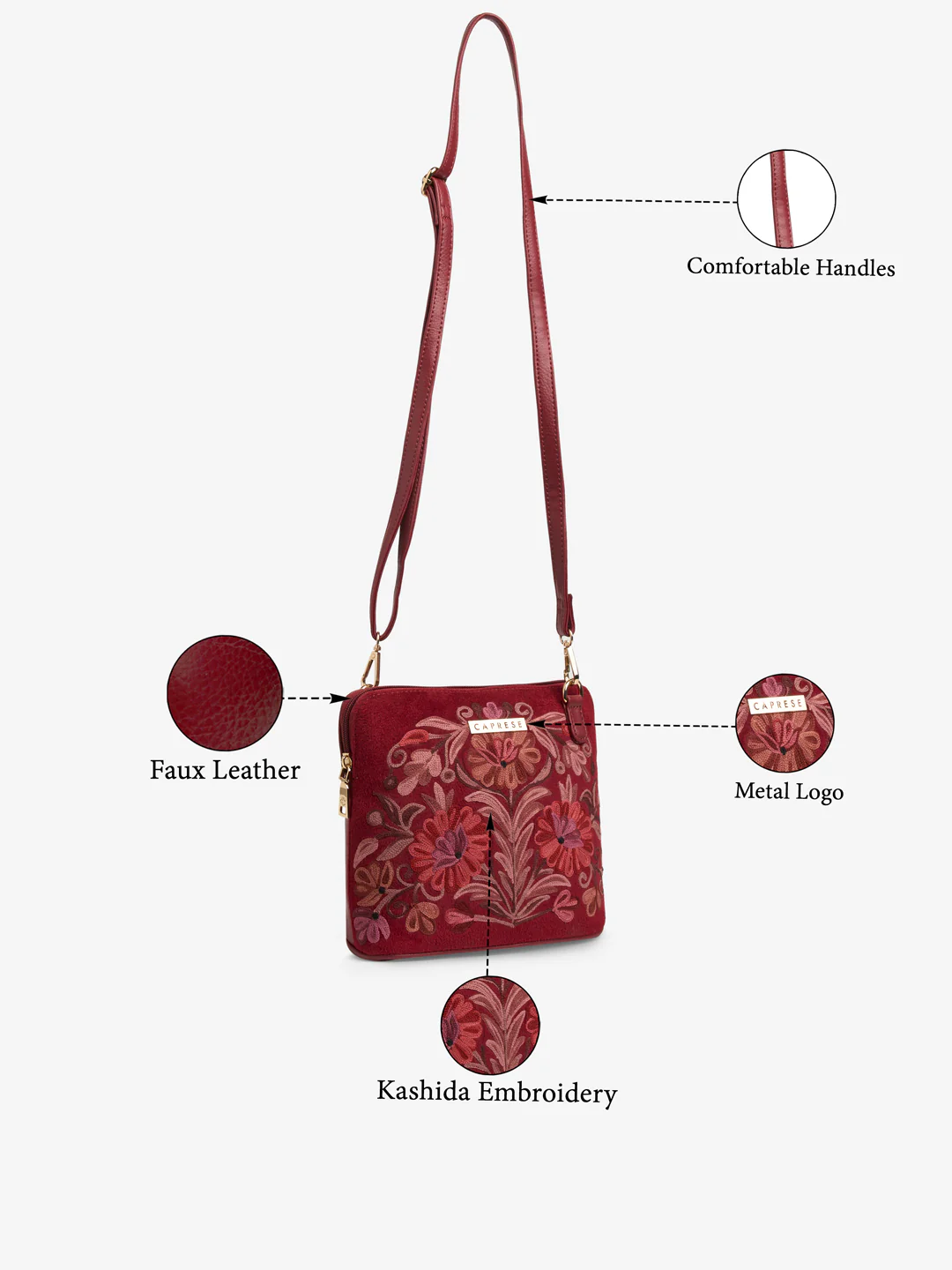 Caprese Siji Tresna Small Red Crossbody Bag - Image 8
