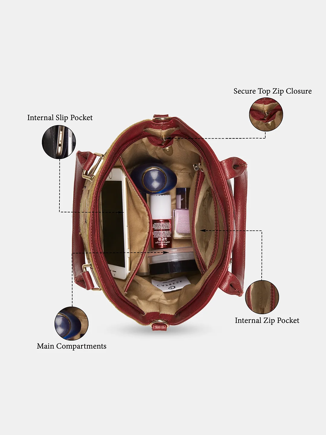 Caprese Siji Tresna Small Red Satchel Bag - Image 6