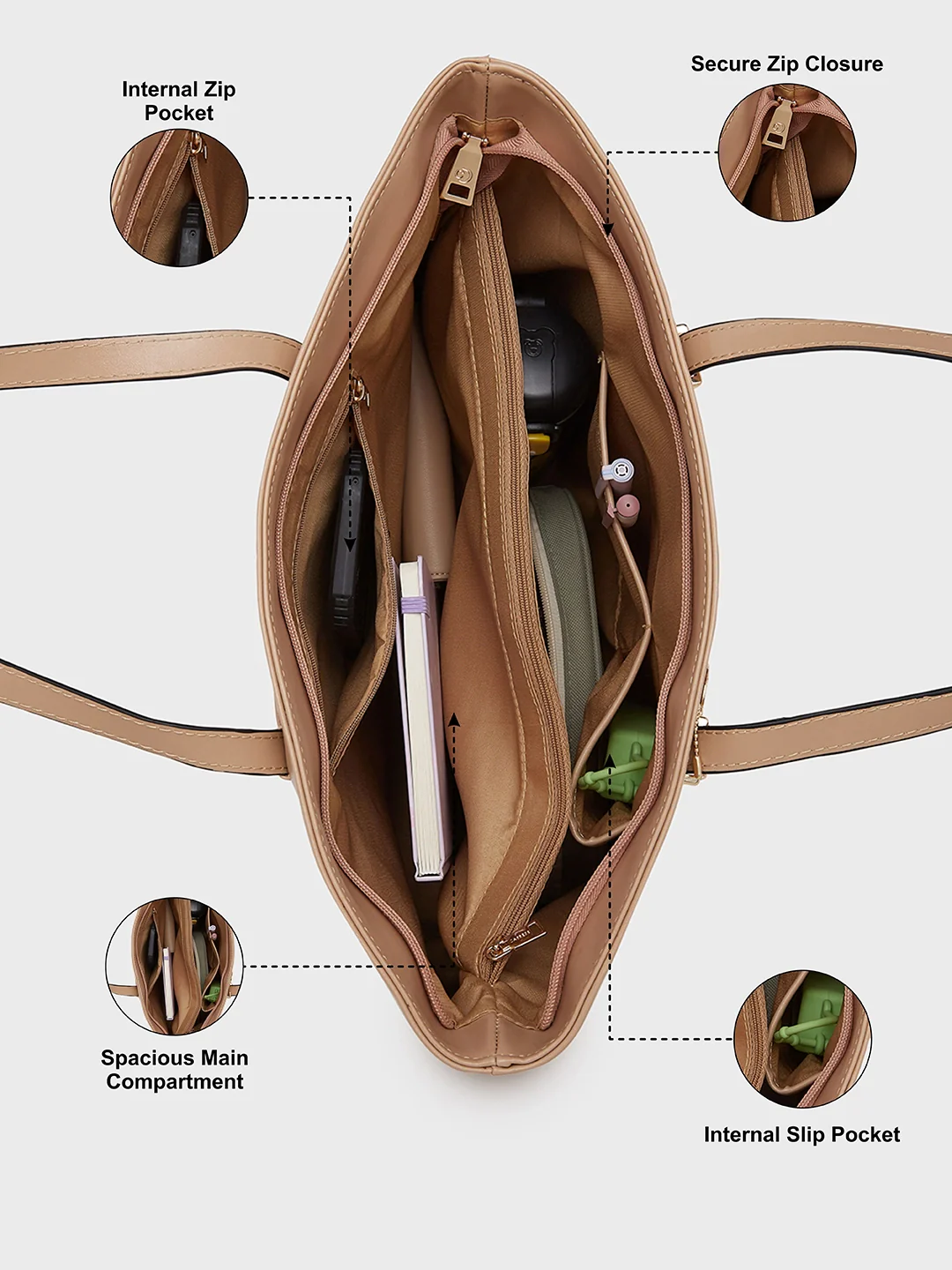 Caprese Simi Large Beige Tote Bag - Image 5