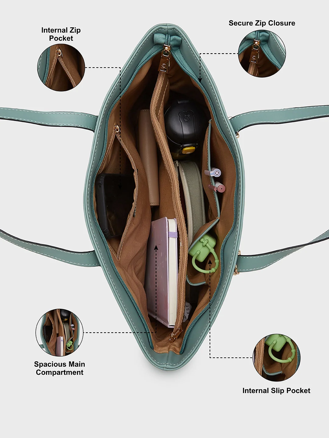 Caprese Simi Large Green Tote Bag - Image 5