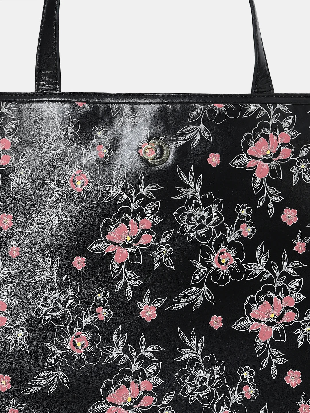 Caprese Snow Printed Large Black Laptop Tote Bag - Image 12