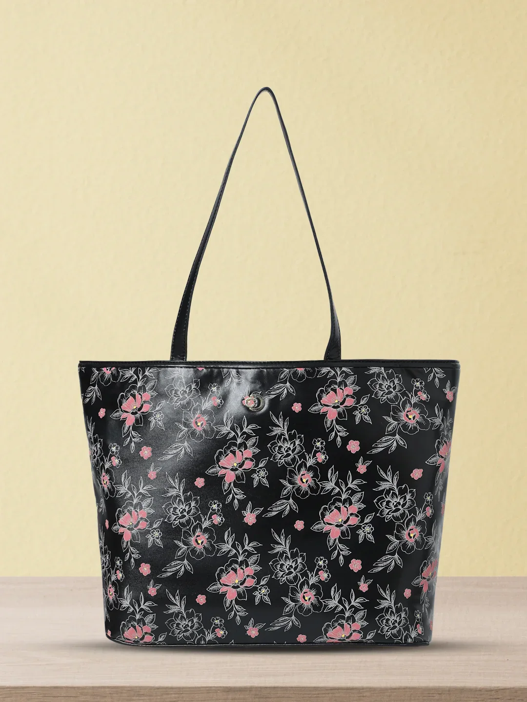 Caprese Snow Printed Large Black Laptop Tote Bag - Image 2