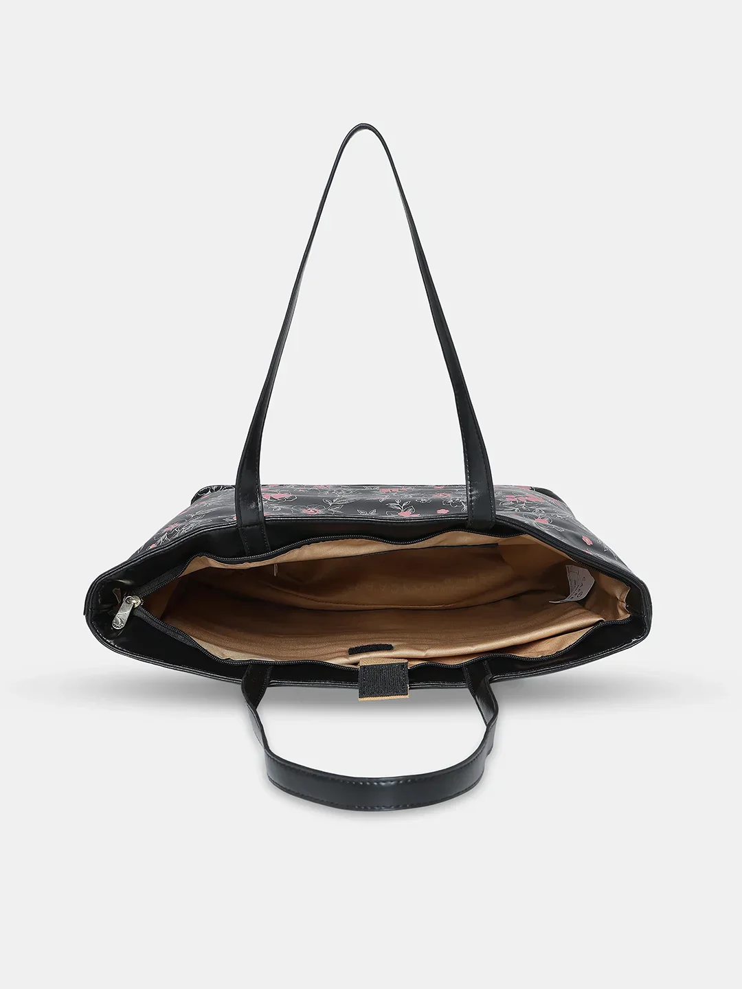 Caprese Snow Printed Large Black Laptop Tote Bag - Image 8