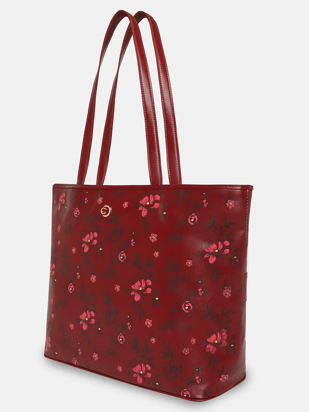 Caprese Snow Printed Large Maroon Laptop Tote - Image 6