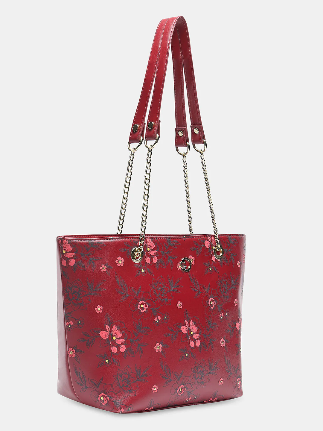 Caprese Snow Printed Large Maroon Satchel Bag - Image 4