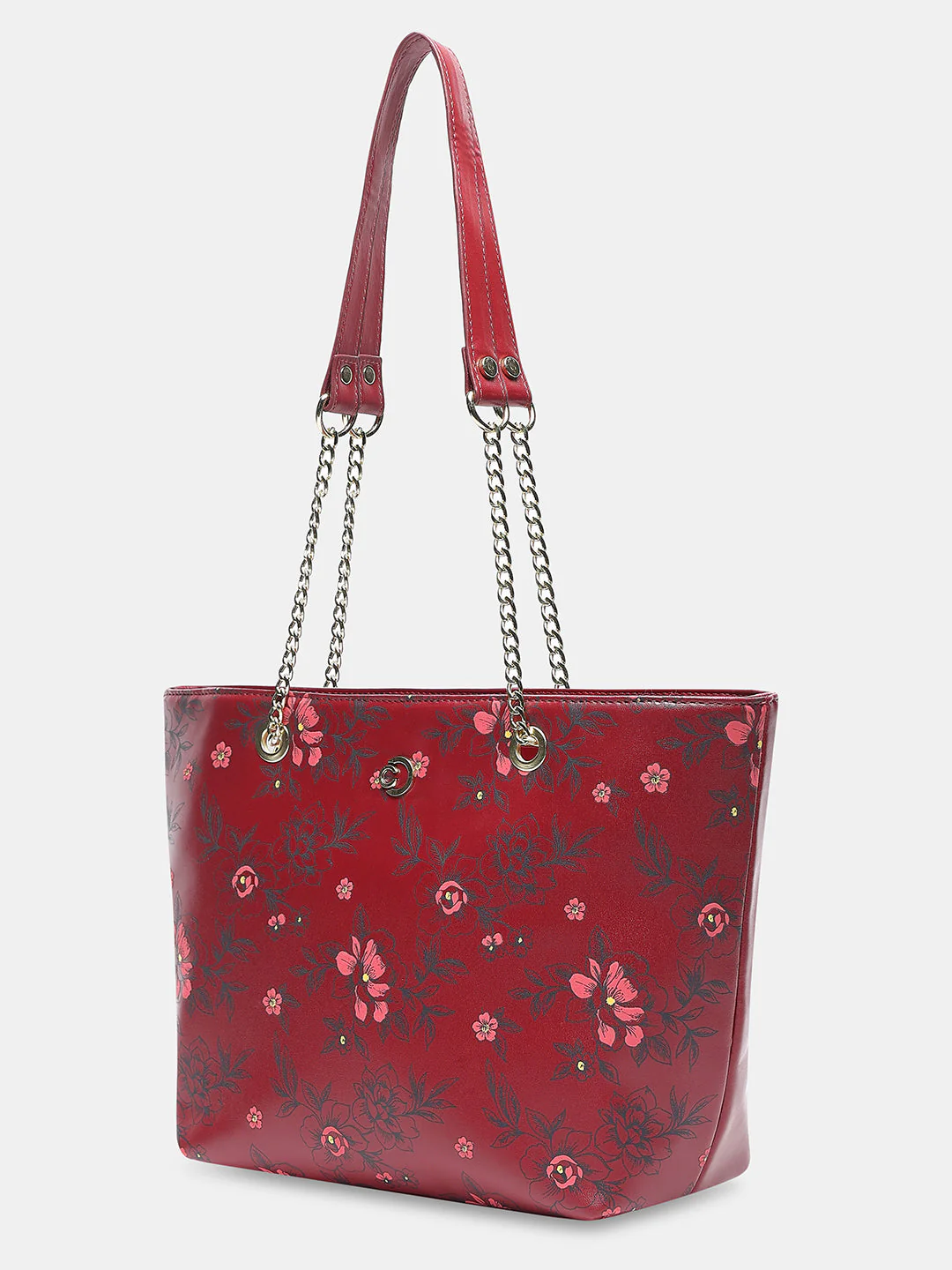 Caprese Snow Printed Large Maroon Satchel Bag - Image 6