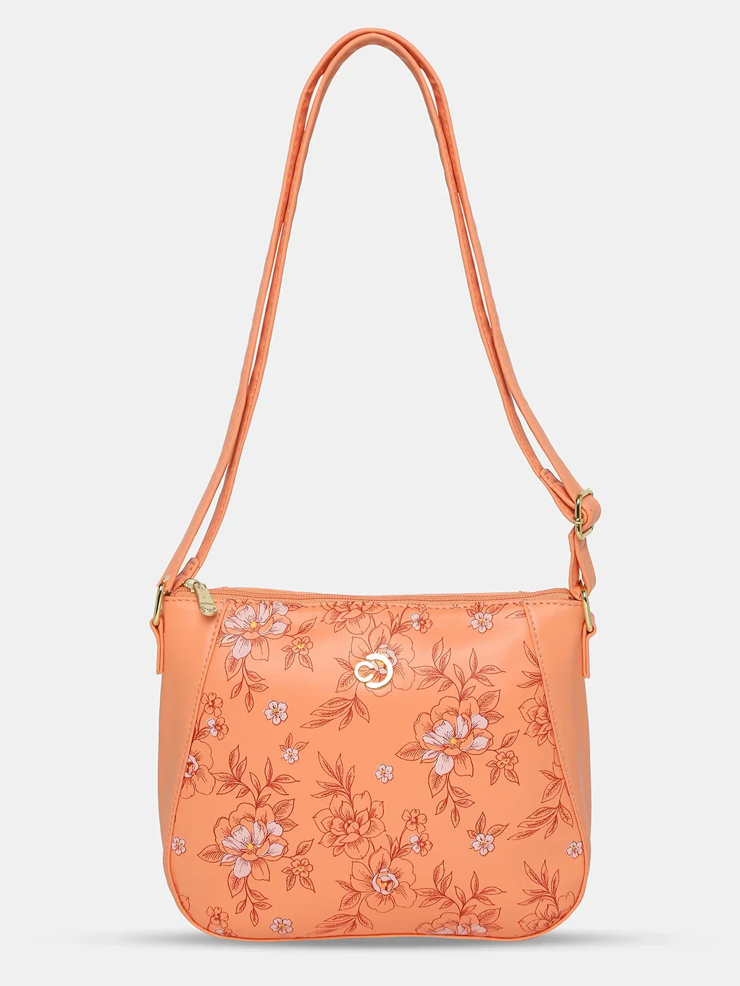 Caprese Snow Medium Printed Coral Sling Bag