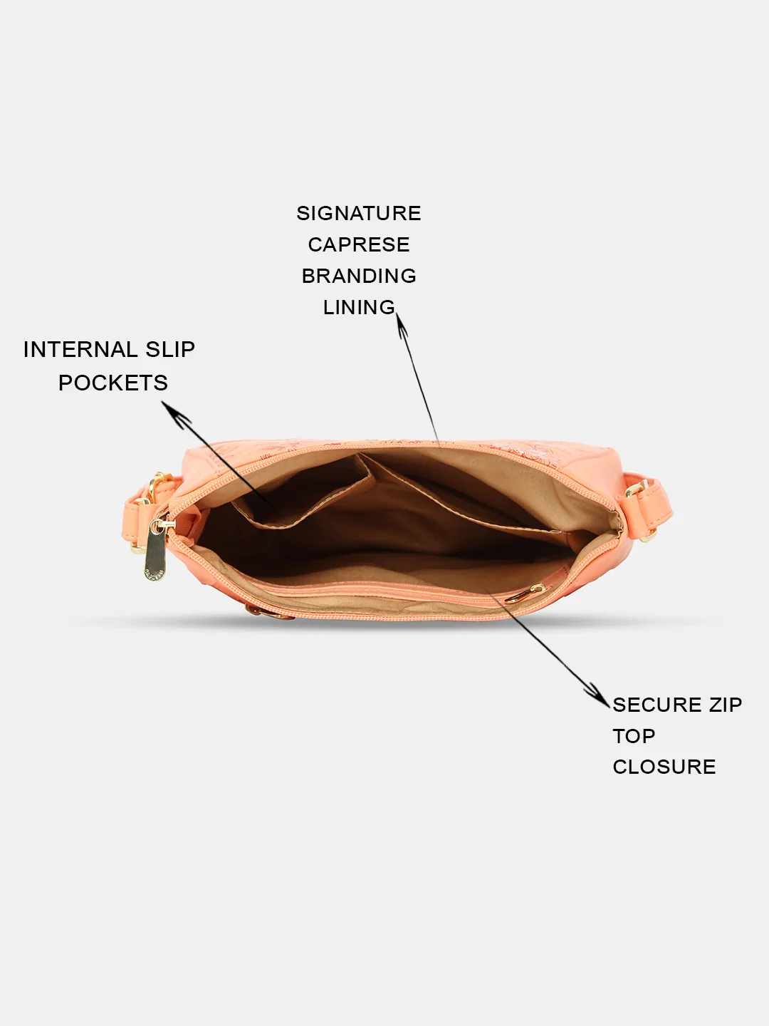 Caprese Snow Medium Printed Coral Sling Bag - Image 13