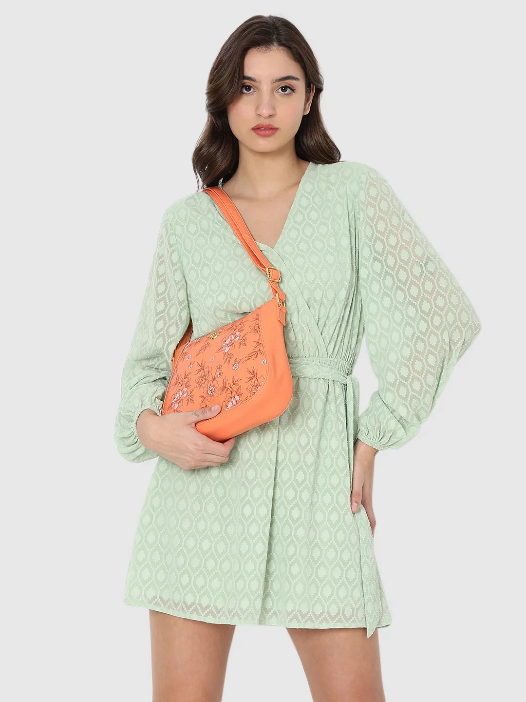 Caprese Snow Medium Printed Coral Sling Bag - Image 3