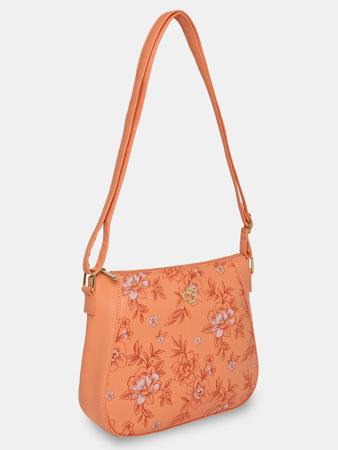 Caprese Snow Medium Printed Coral Sling Bag - Image 4
