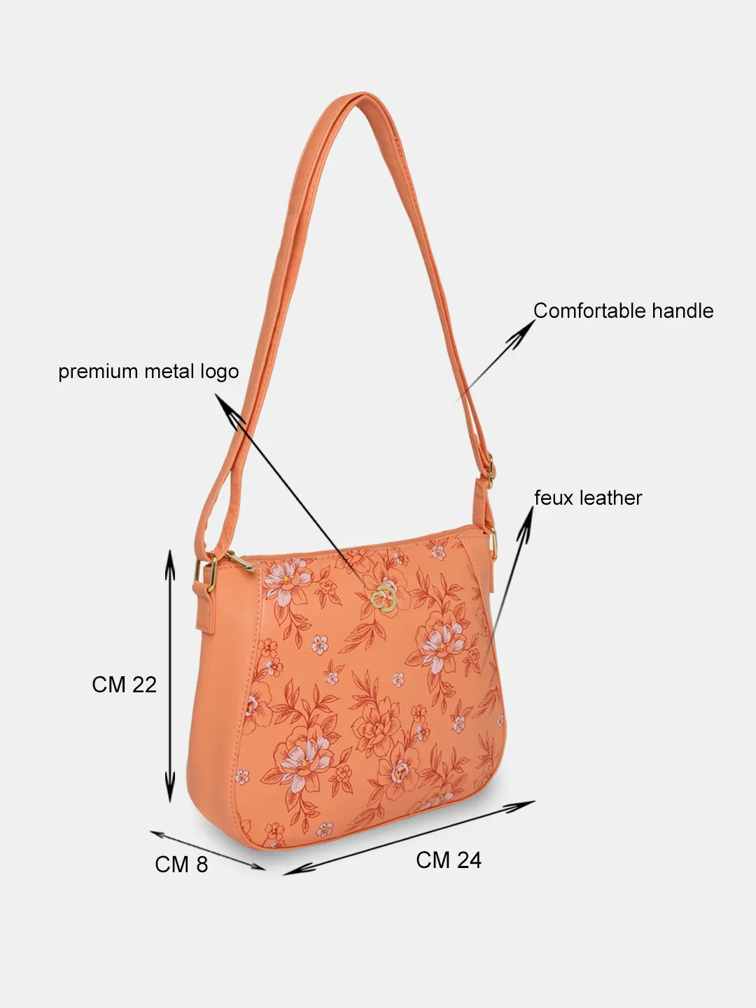 Caprese Snow Medium Printed Coral Sling Bag - Image 5