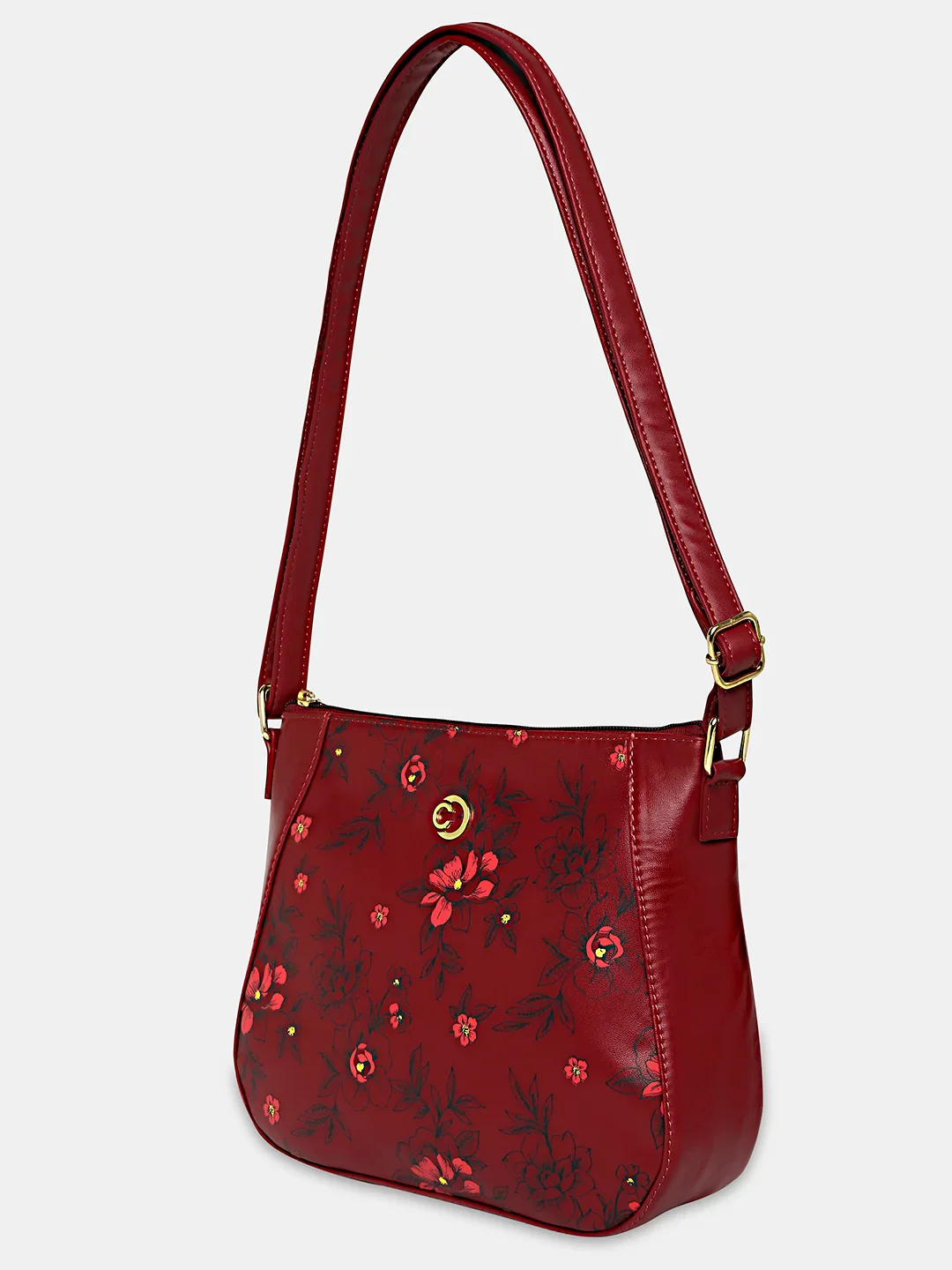 Caprese Snow Medium Printed Maroon Sling Bag - Image 6