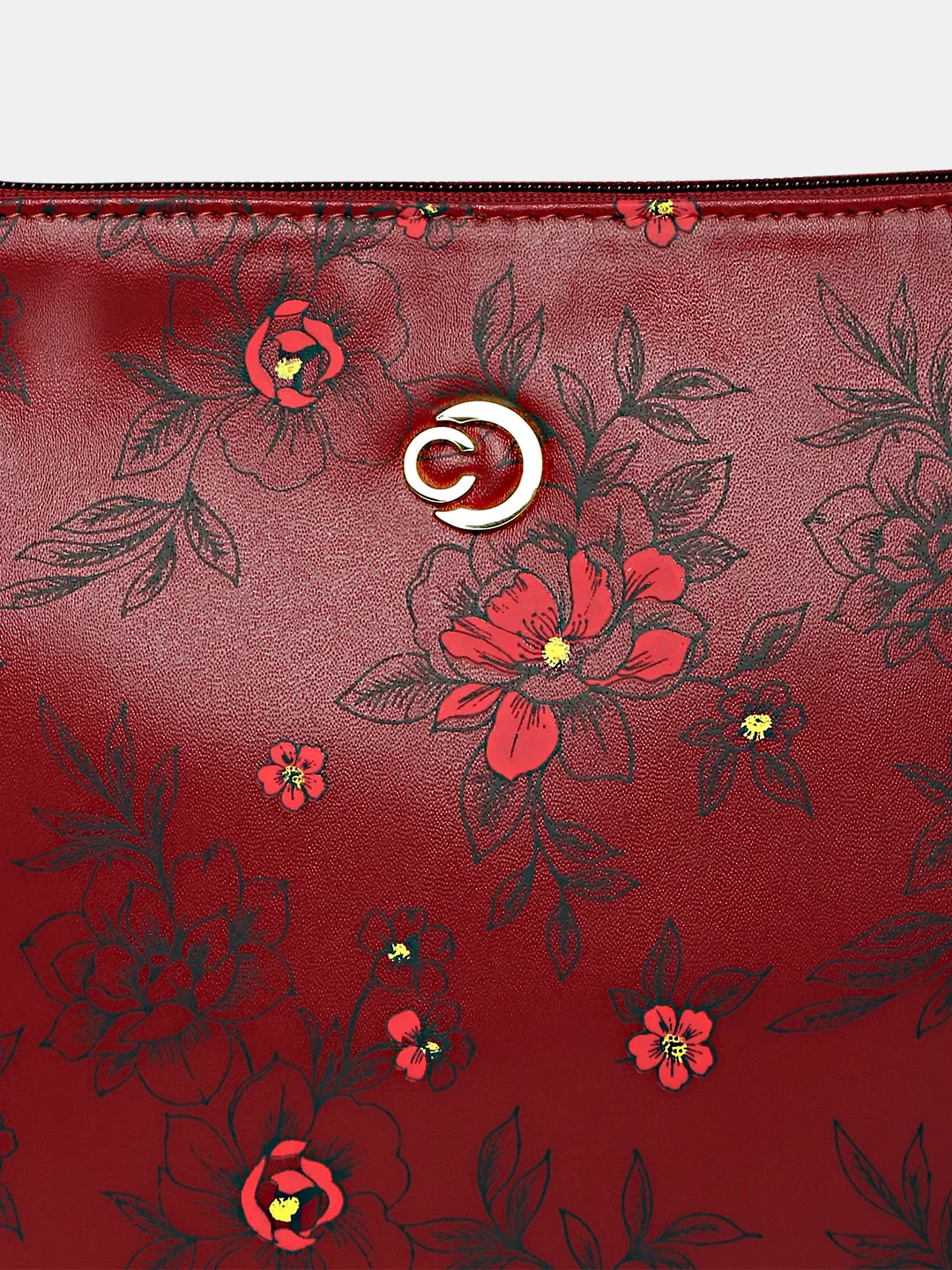 Caprese Snow Medium Printed Maroon Sling Bag - Image 8