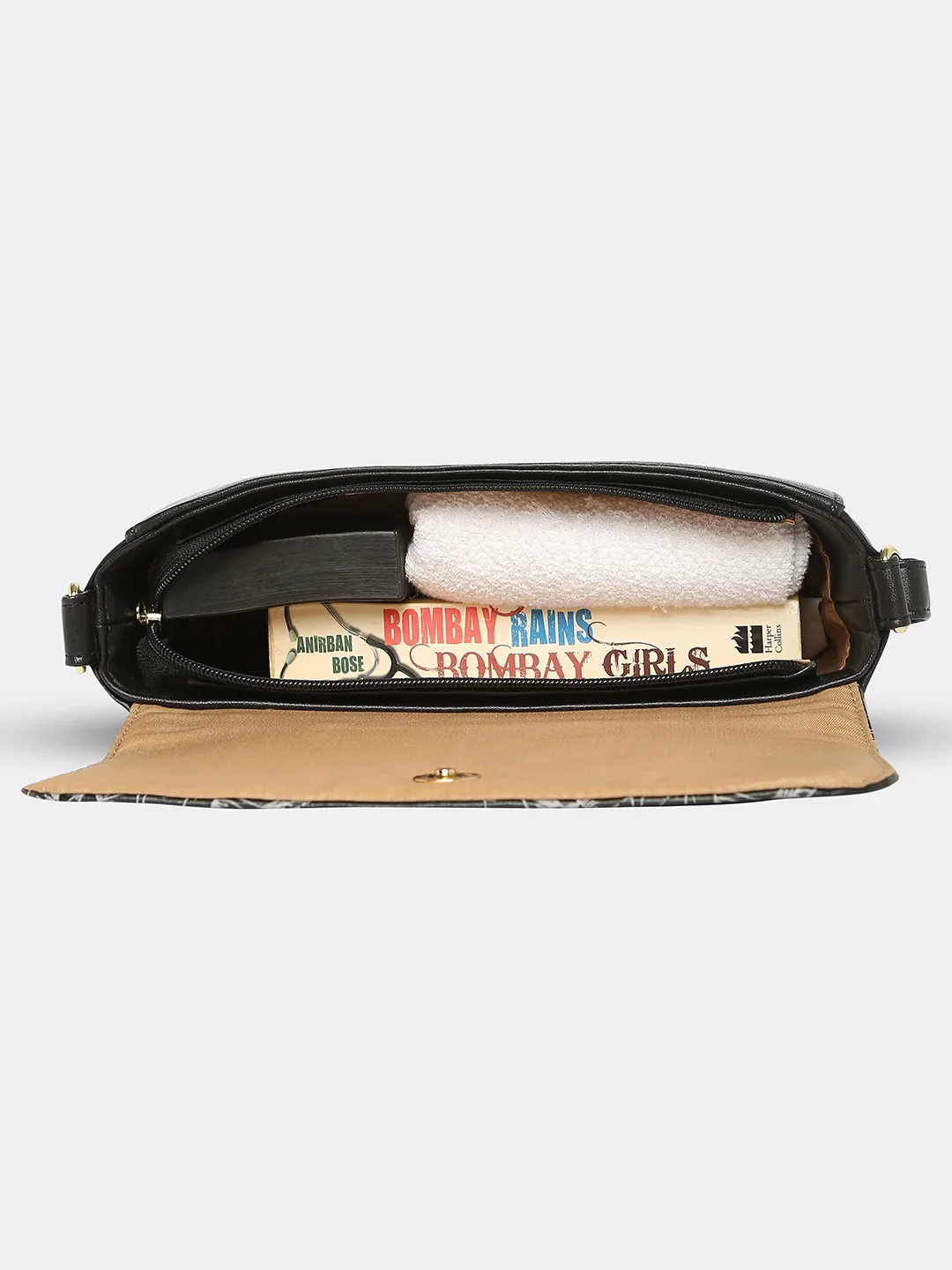 Caprese Snow Printed Small Black Sling Bag - Image 11
