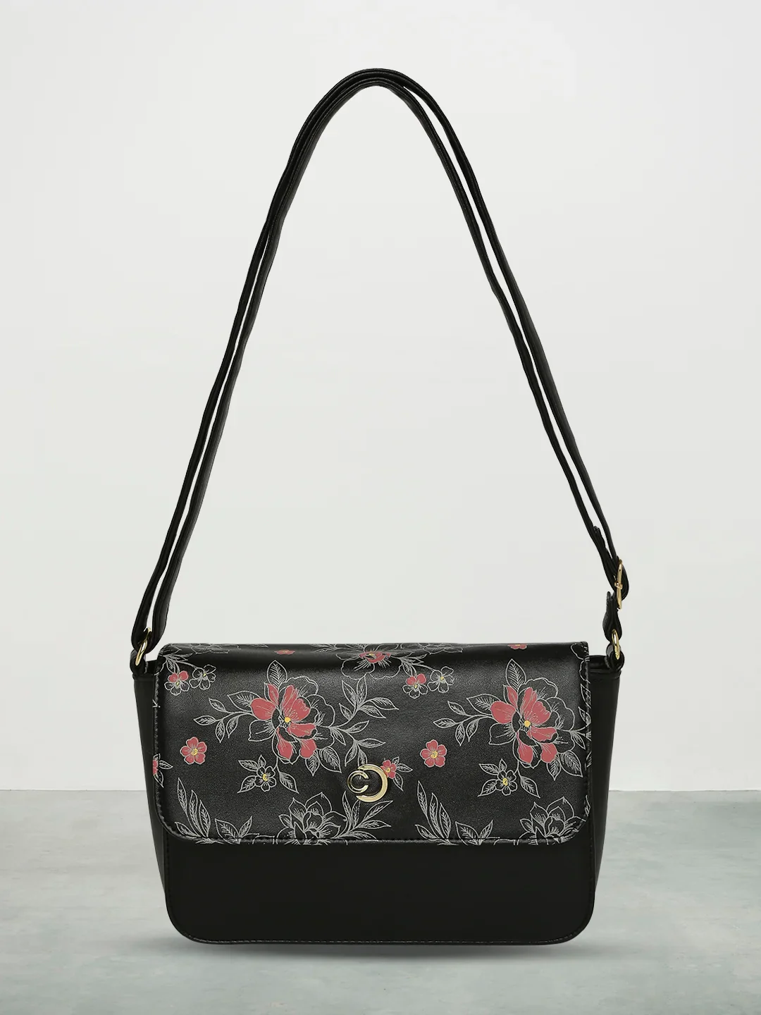 Caprese Snow Printed Small Black Sling Bag - Image 2