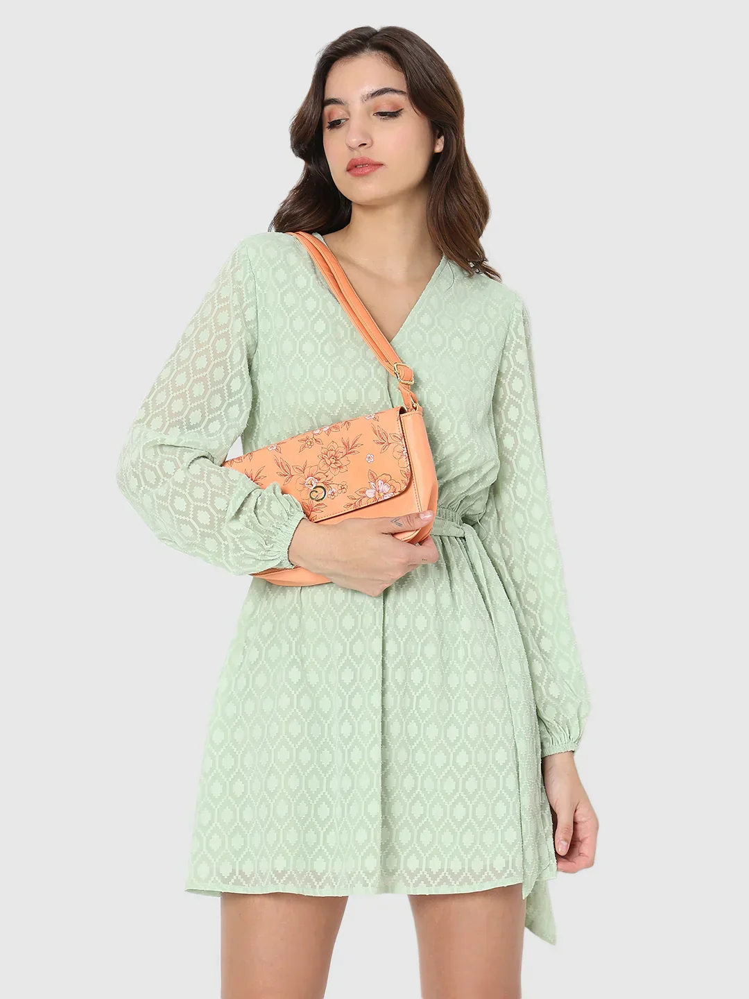 Caprese Snow Small Printed Coral Sling Bag - Image 12
