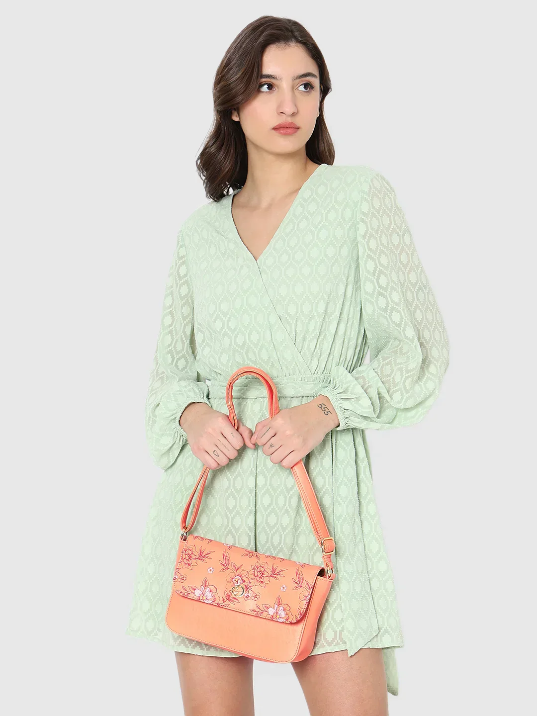 Caprese Snow Small Printed Coral Sling Bag - Image 2