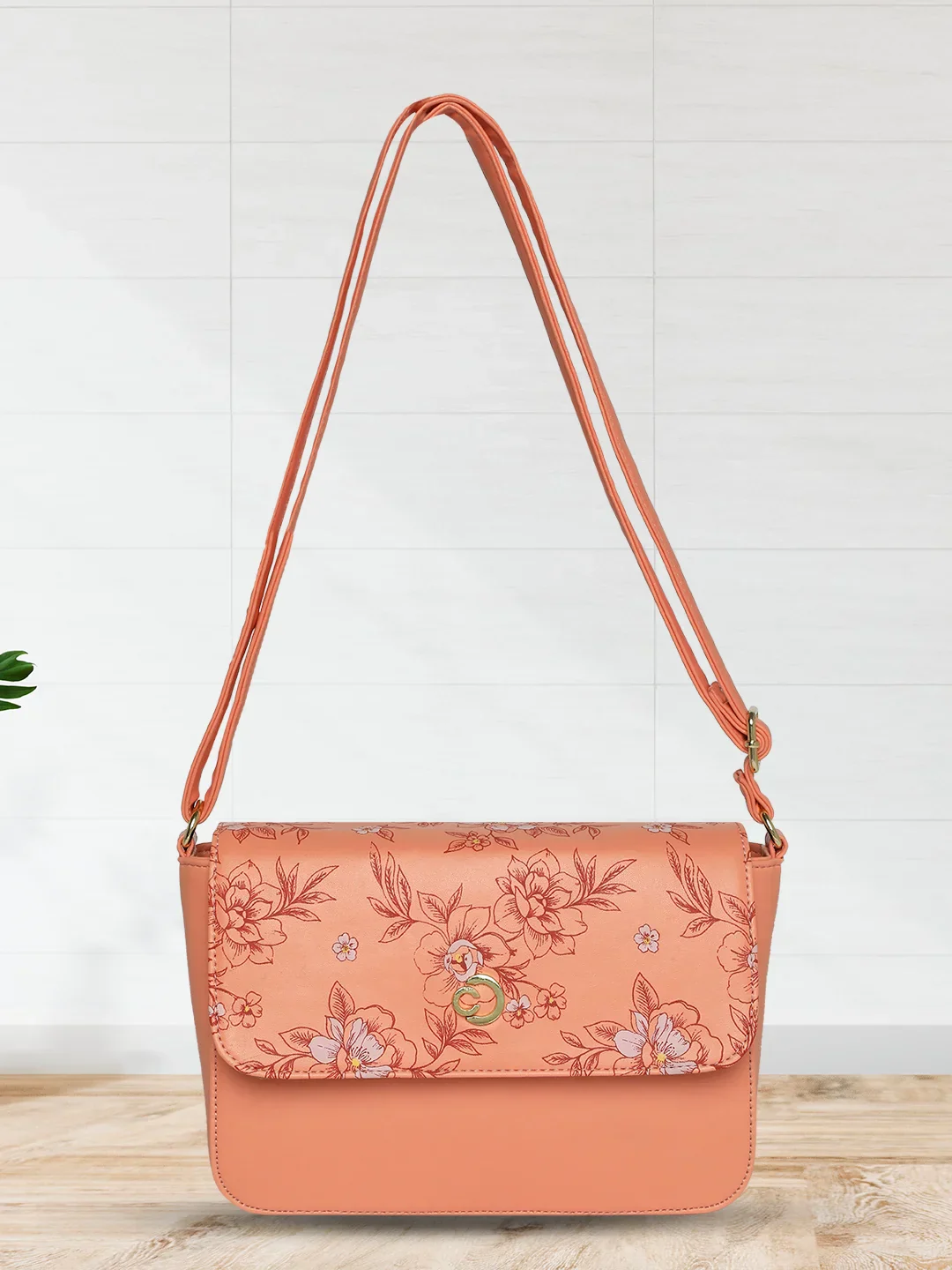 Caprese Snow Small Printed Coral Sling Bag - Image 3