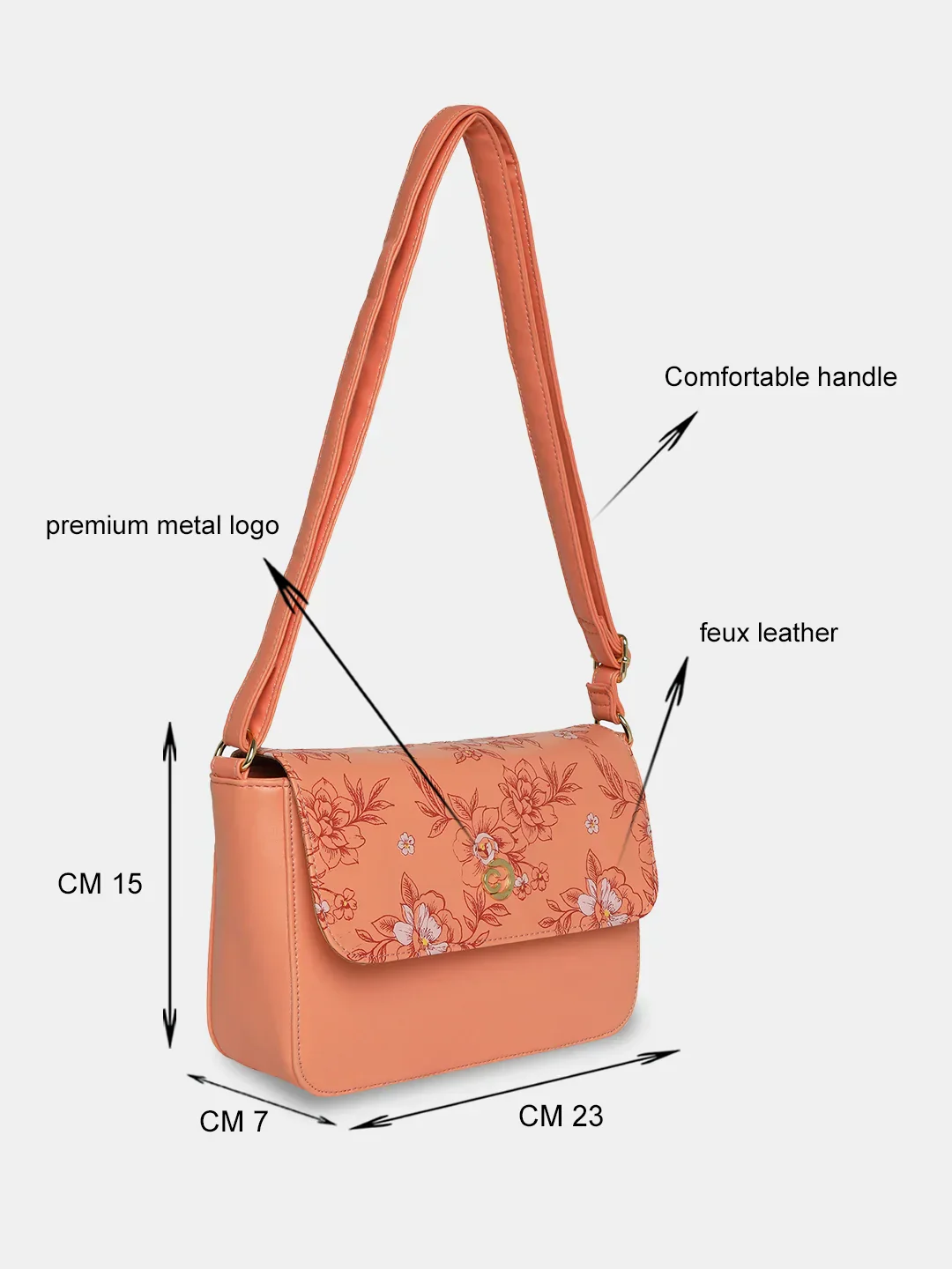 Caprese Snow Small Printed Coral Sling Bag - Image 5
