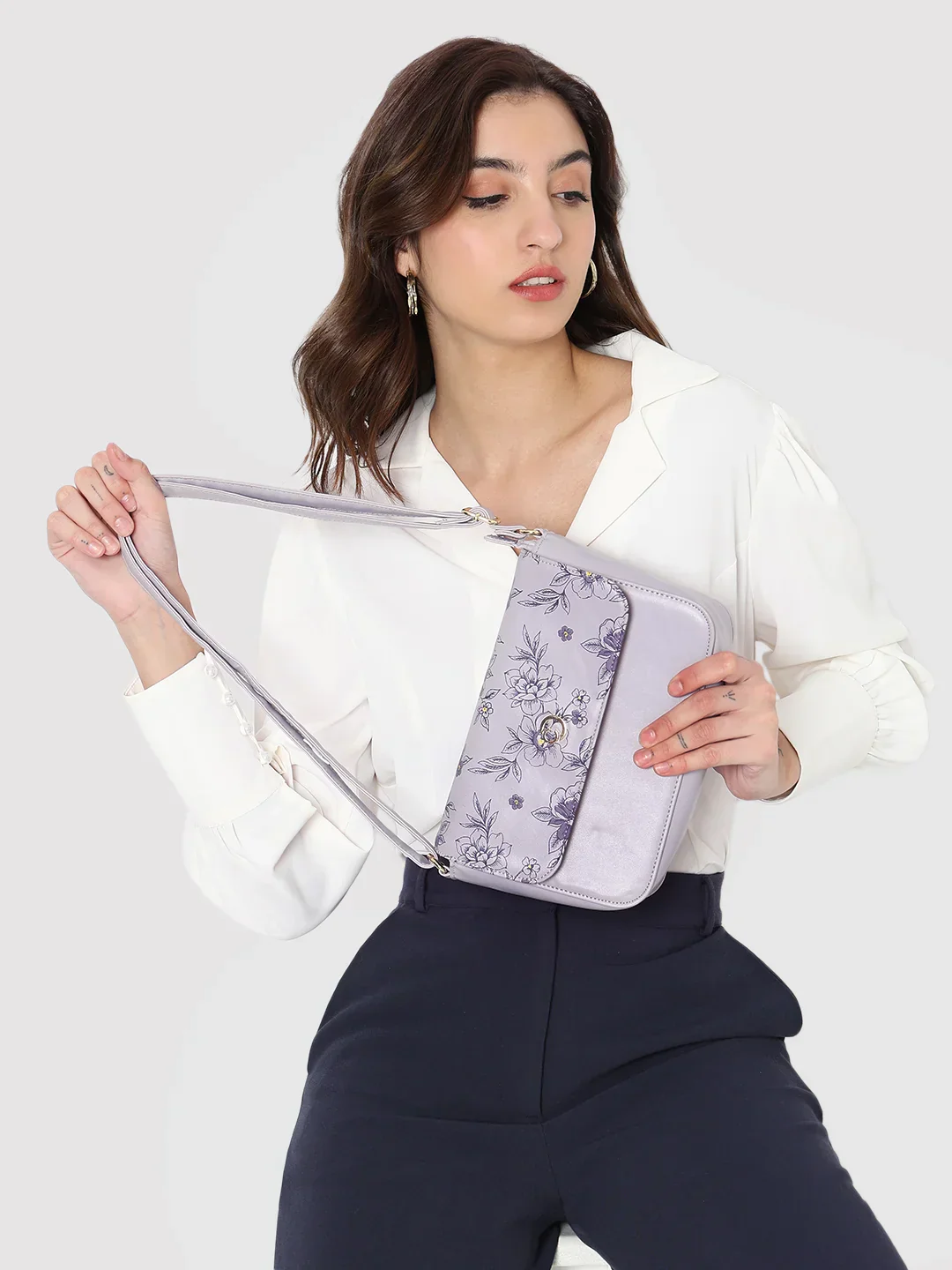 Caprese Snow Small Printed Lavender Sling Bag - Image 2