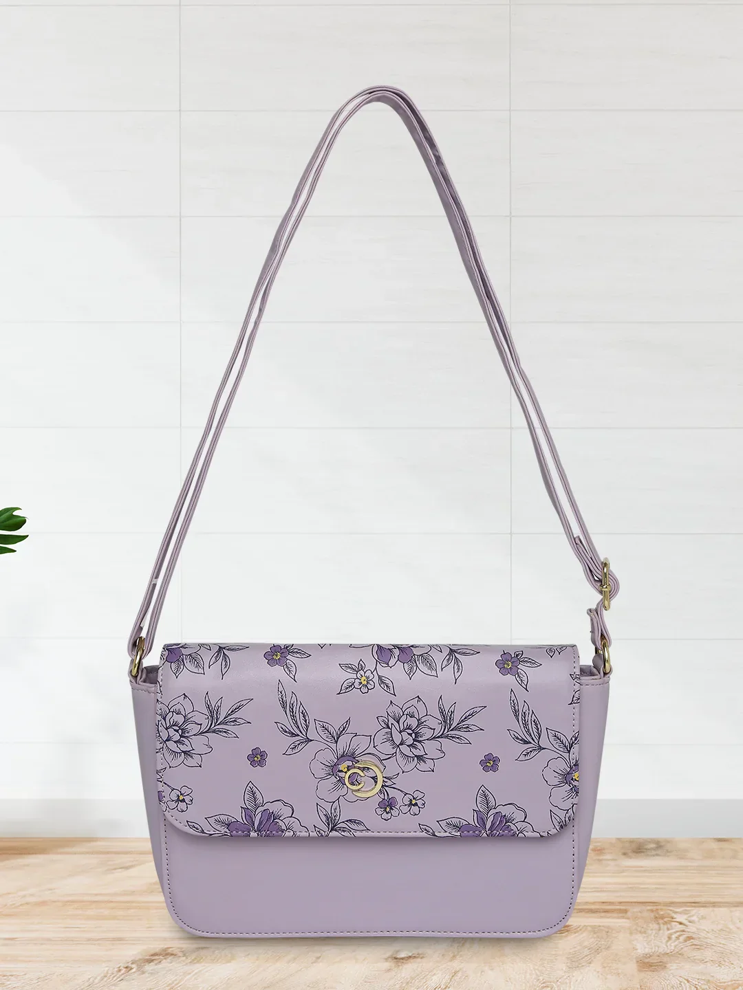 Caprese Snow Small Printed Lavender Sling Bag - Image 3