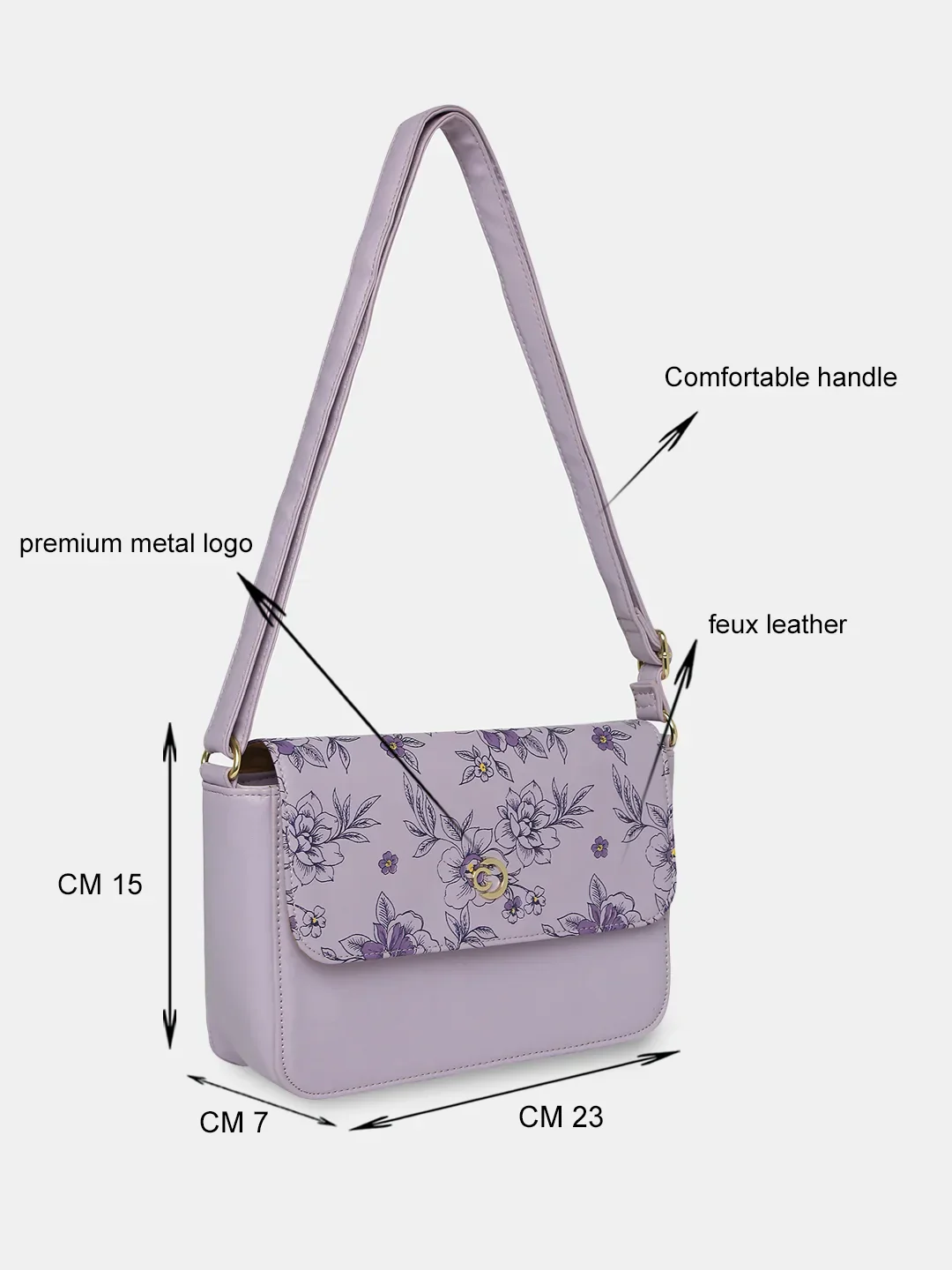 Caprese Snow Small Printed Lavender Sling Bag - Image 5
