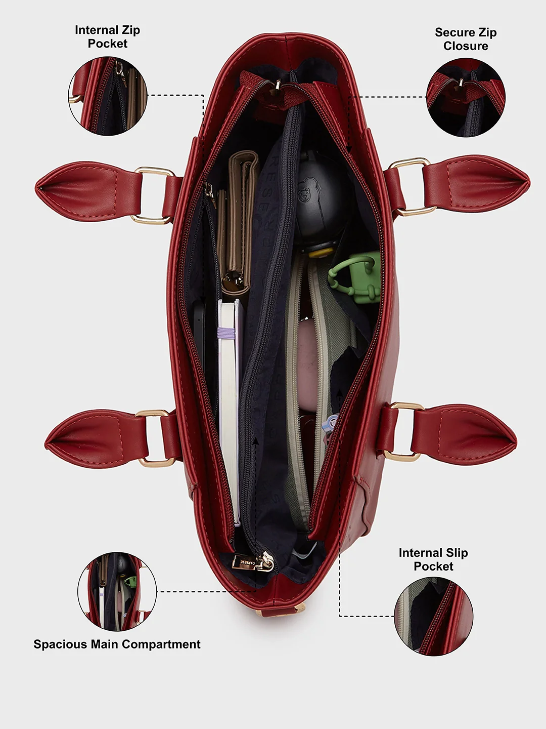 Caprese Solena Medium Red Satchel Bag - Image 5
