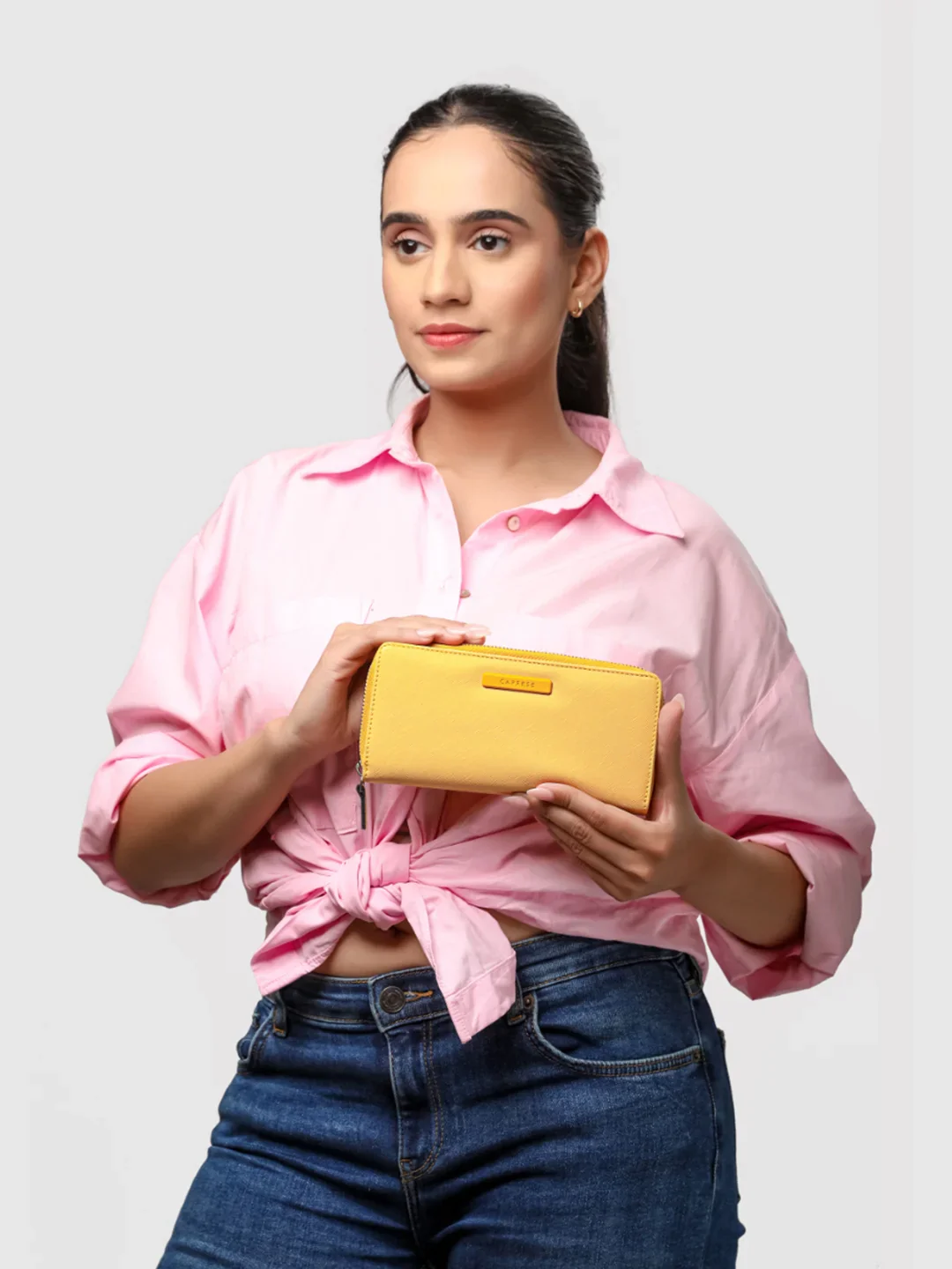 Caprese Sophia Large Yellow Zip Around Wallet - Image 10