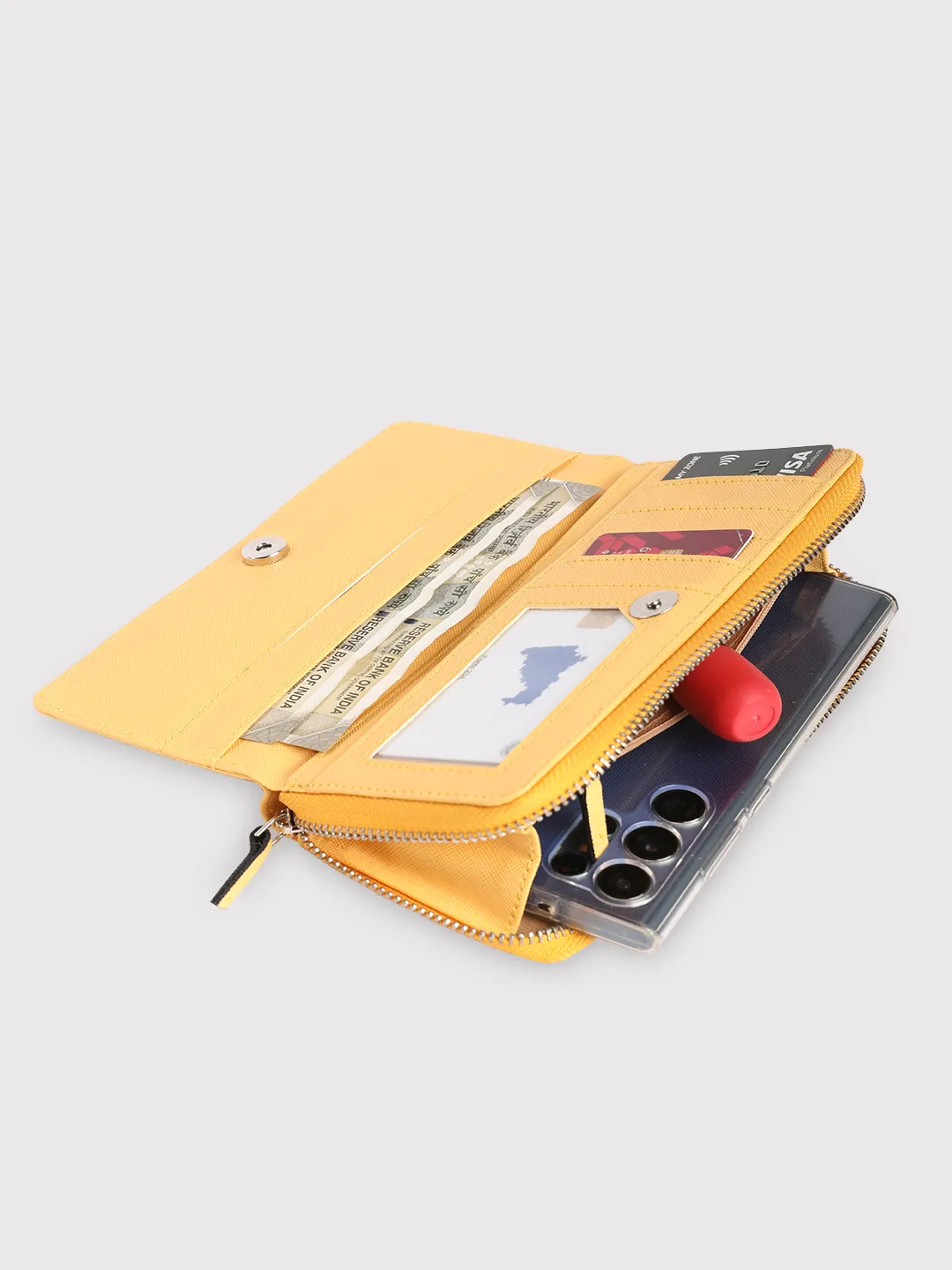 Caprese Sophia Large Yellow Zip Around Wallet - Image 6
