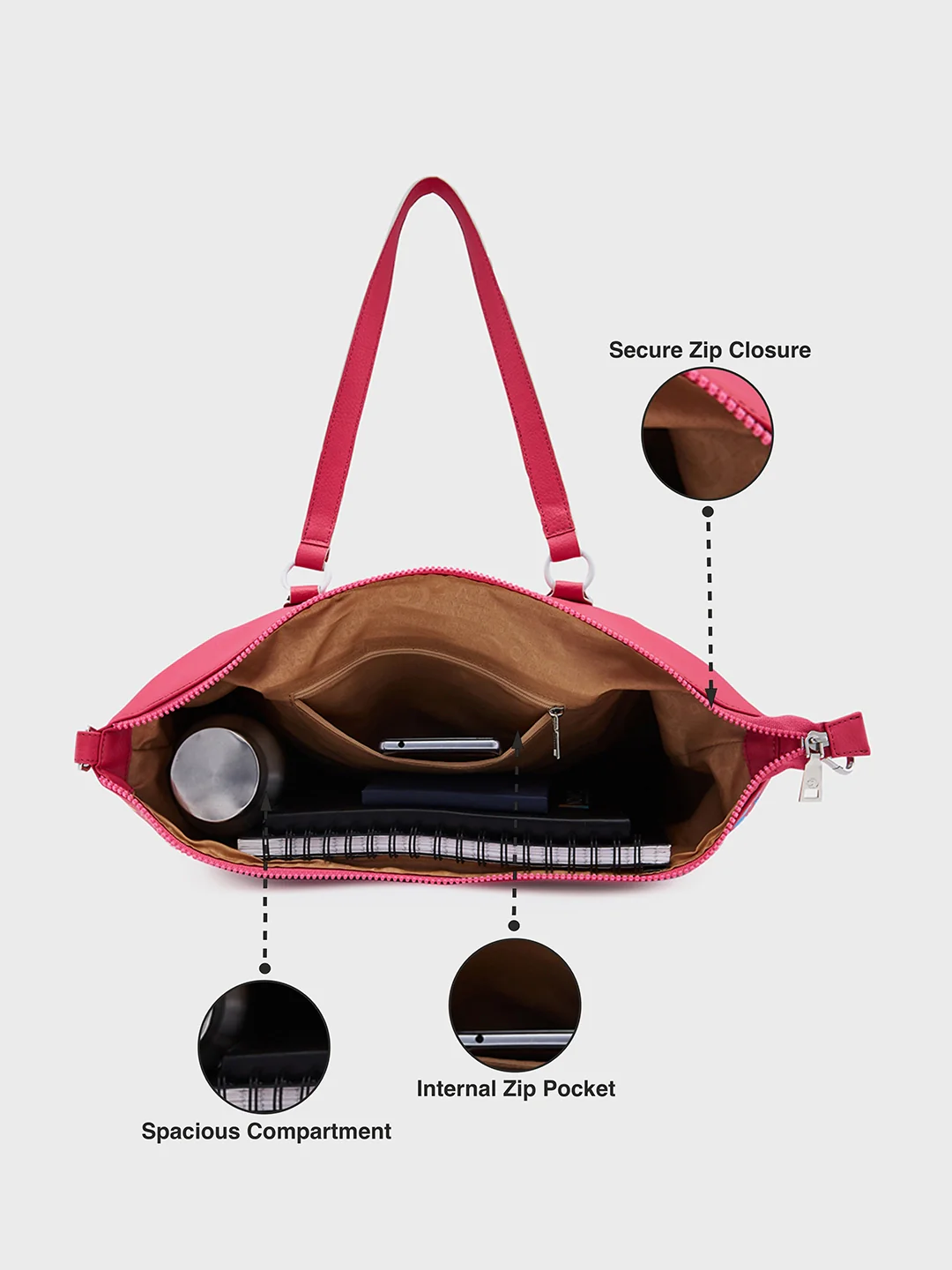 Caprese Splash Large Fuchsia Tote - Image 9
