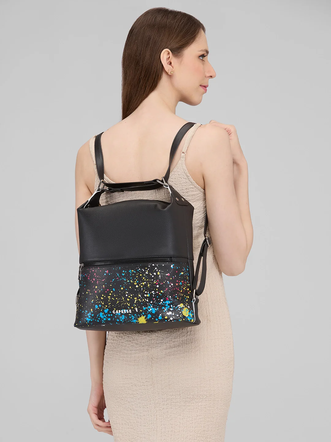 Caprese Splash Medium Black Backpack - Image 11