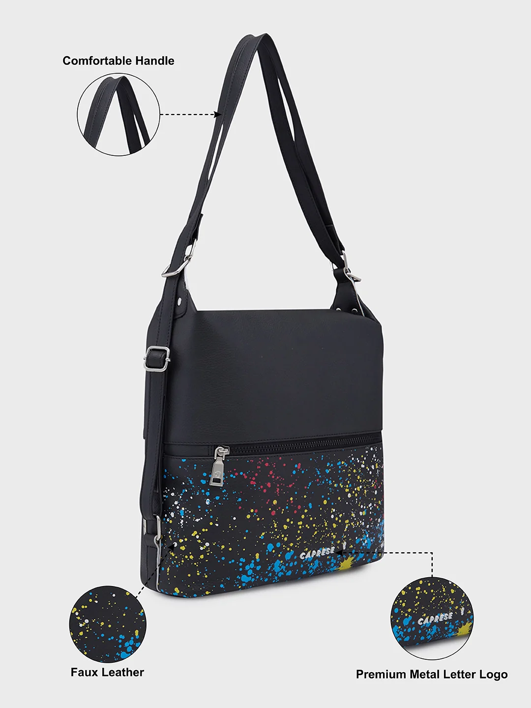 Caprese Splash Medium Black Backpack - Image 6