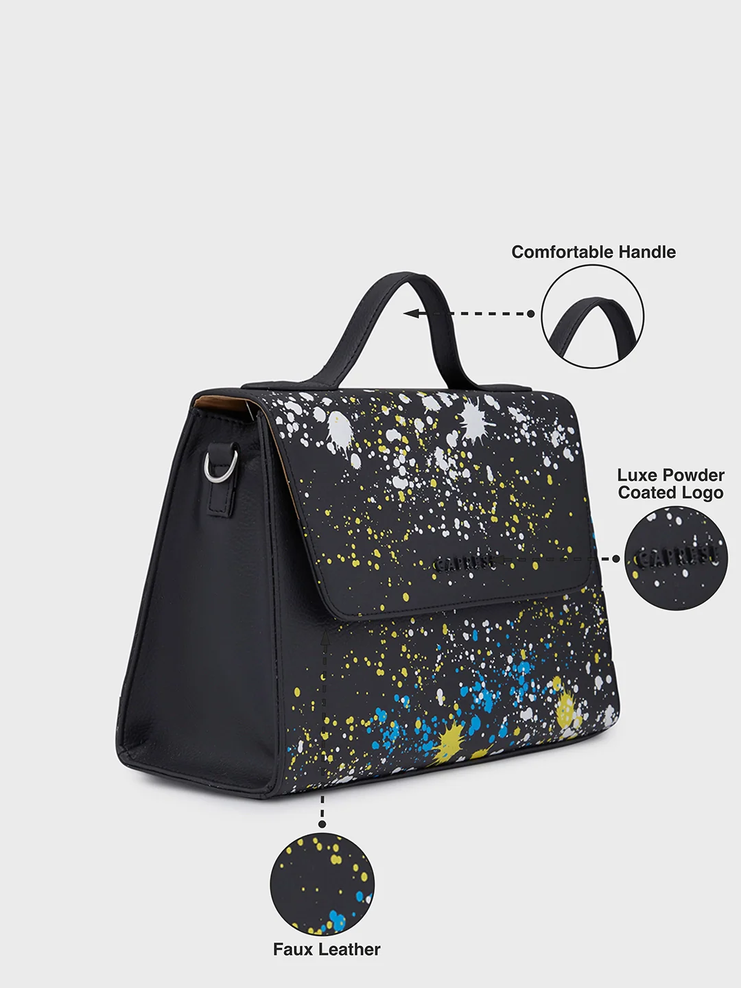 Caprese Splash Medium Black Satchel - Image 6