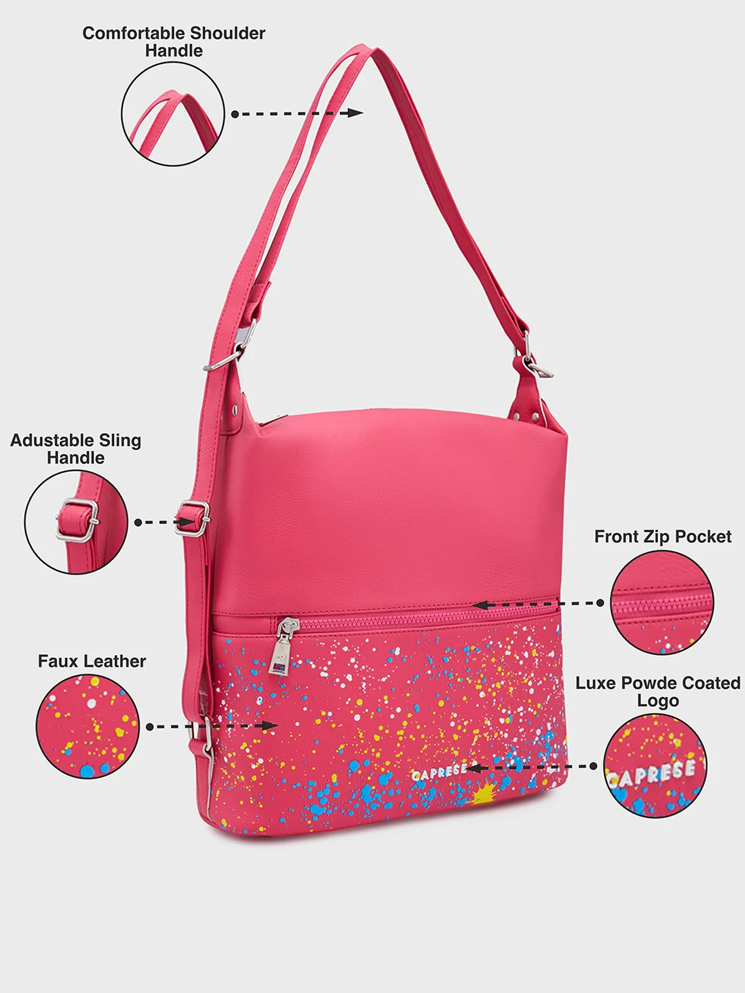 Caprese Splash Medium Fuchsia Backpack - Image 6