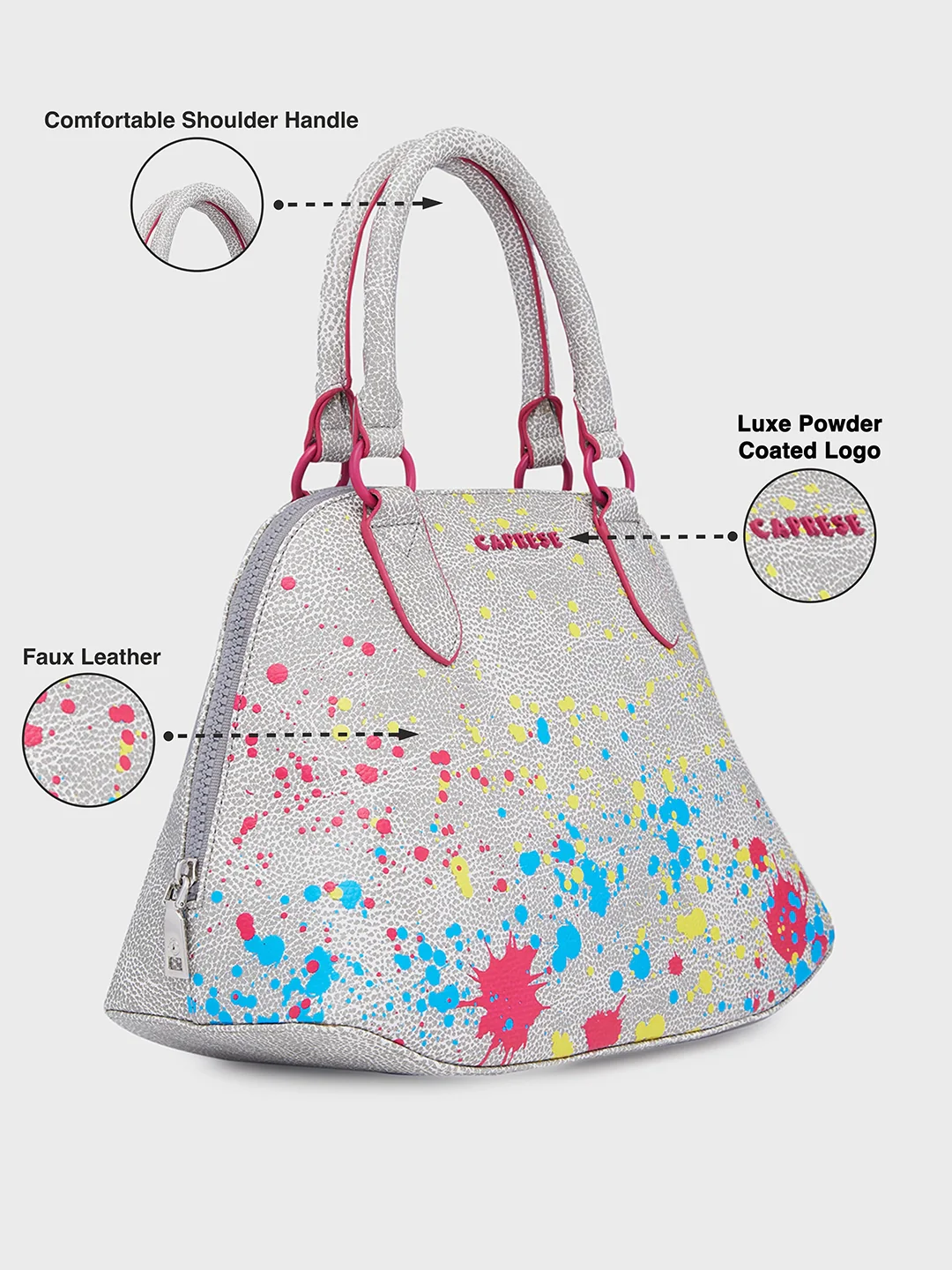 Caprese Splash Small Beige Satchel - Image 5