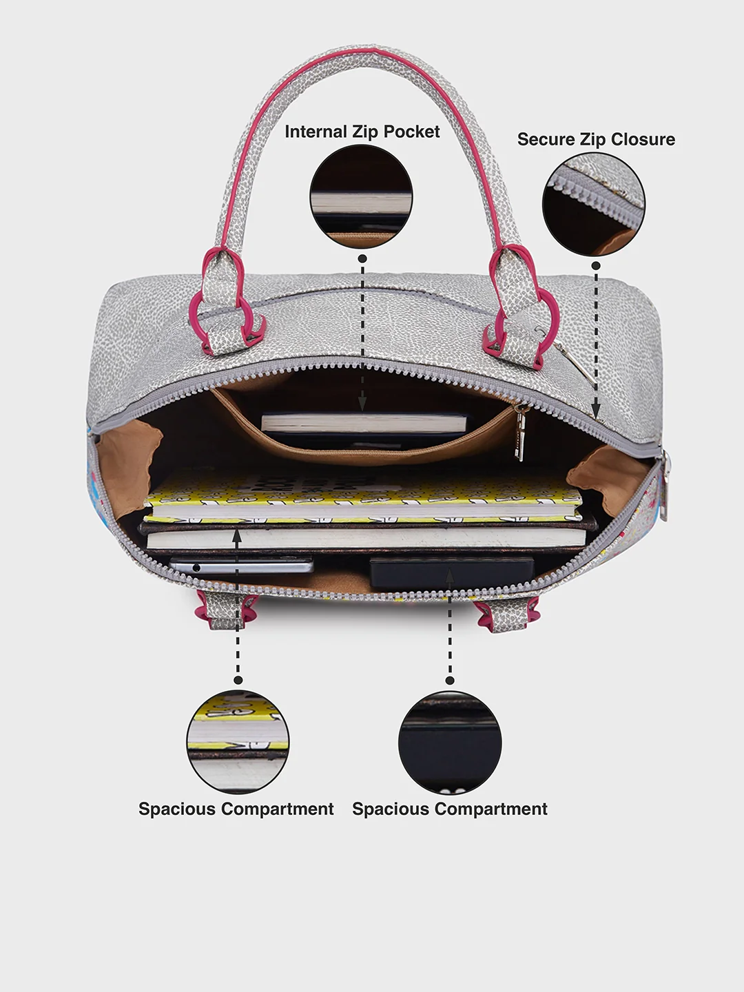 Caprese Splash Small Beige Satchel - Image 6