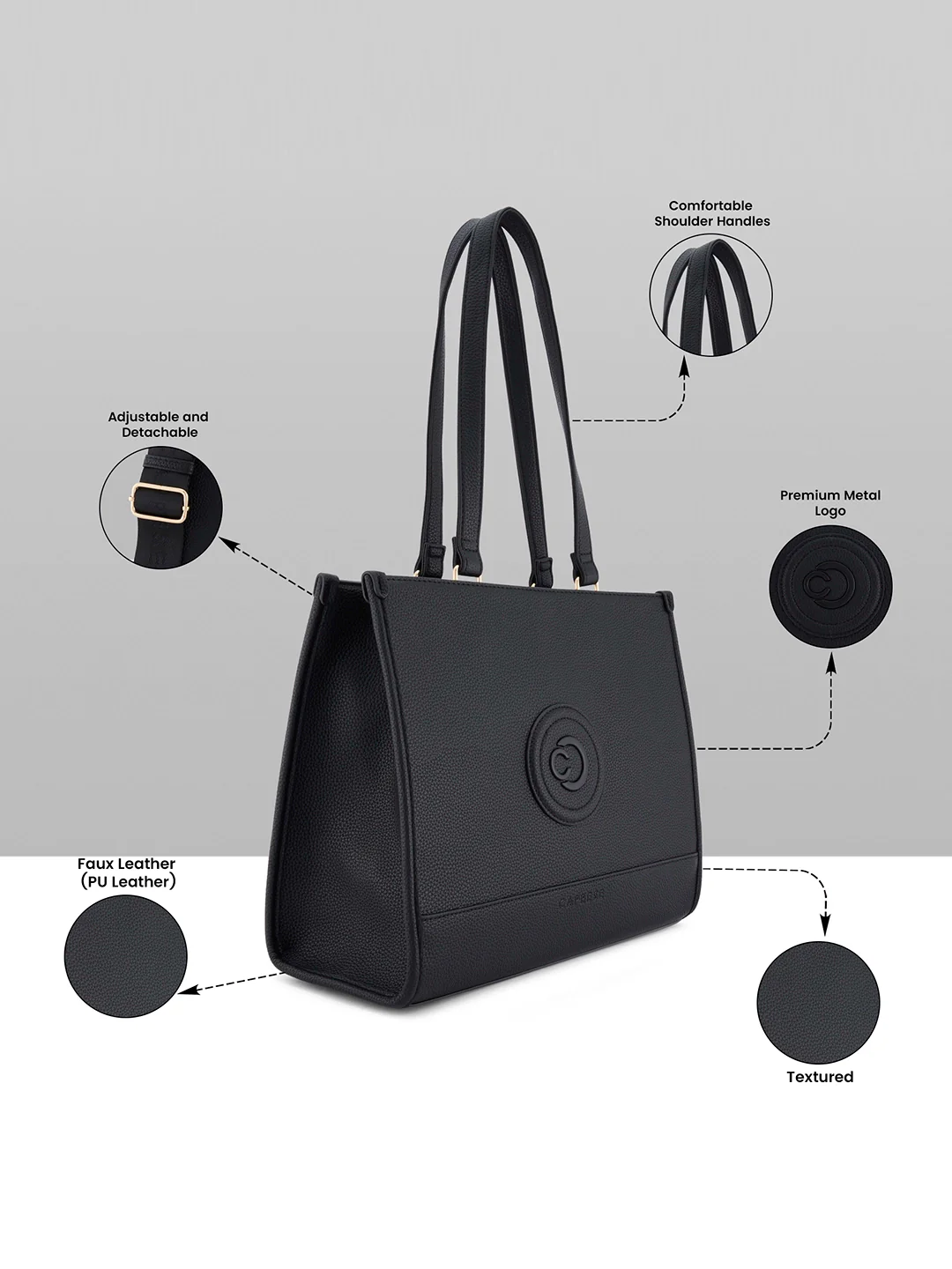 Caprese Suite Large Black Tote Bag - Image 3
