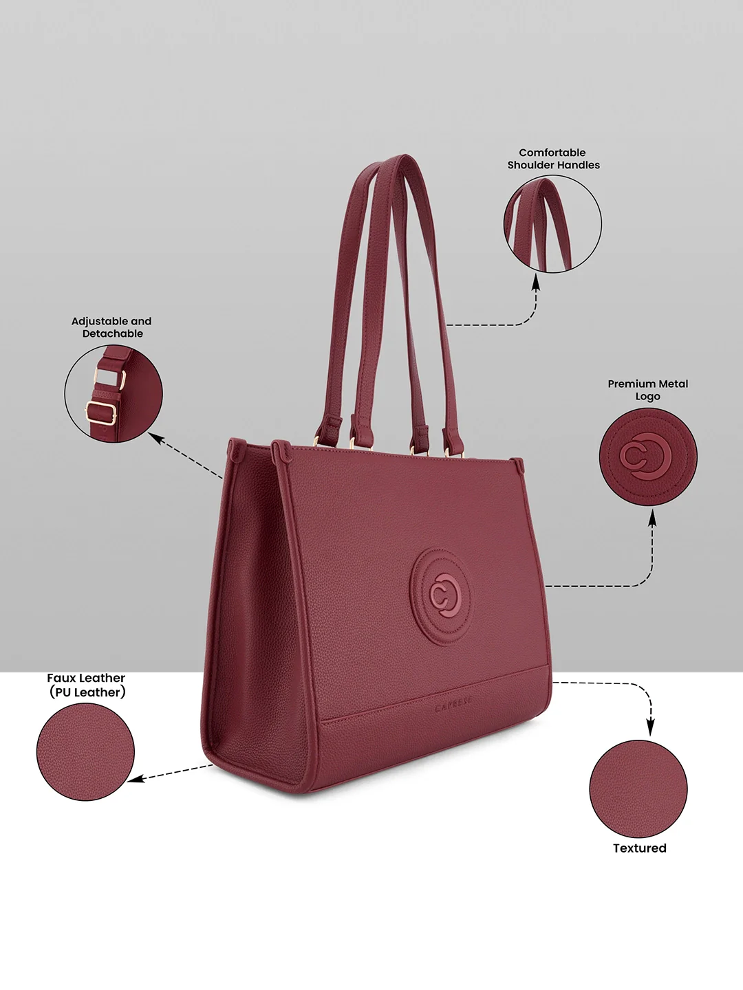Caprese Suite Large Bordeaux Tote Bag - Image 3