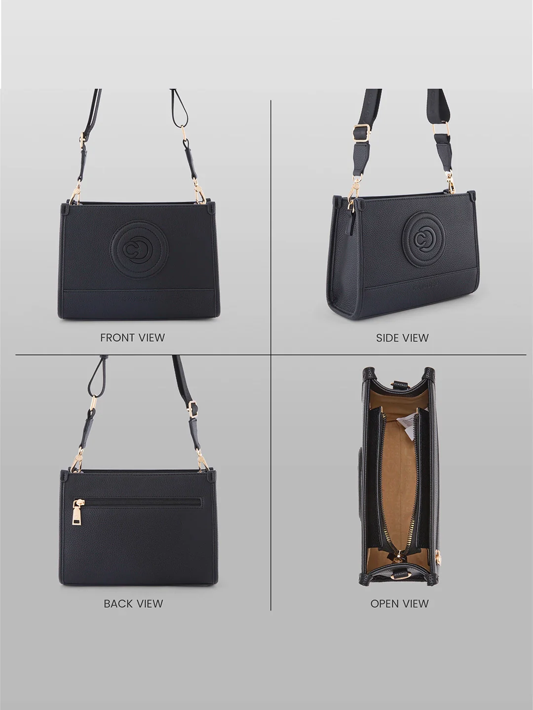 Caprese Suite Medium Black Sling Bag - Image 9