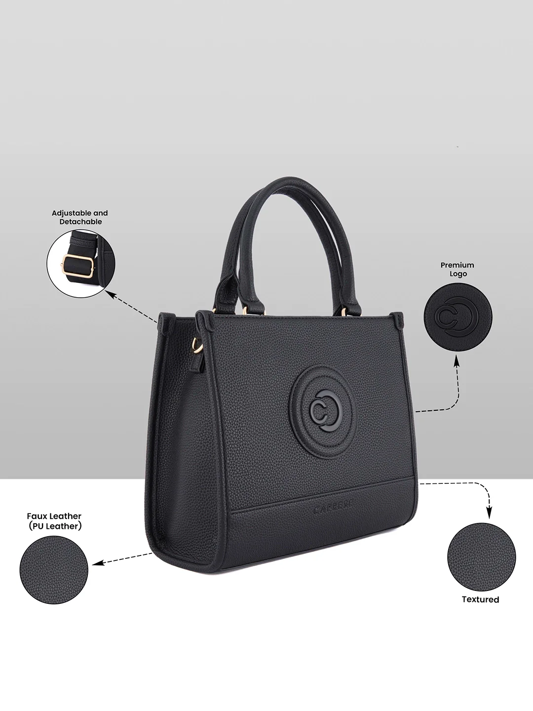 Caprese Suite Medium Black Tote Bag - Image 3